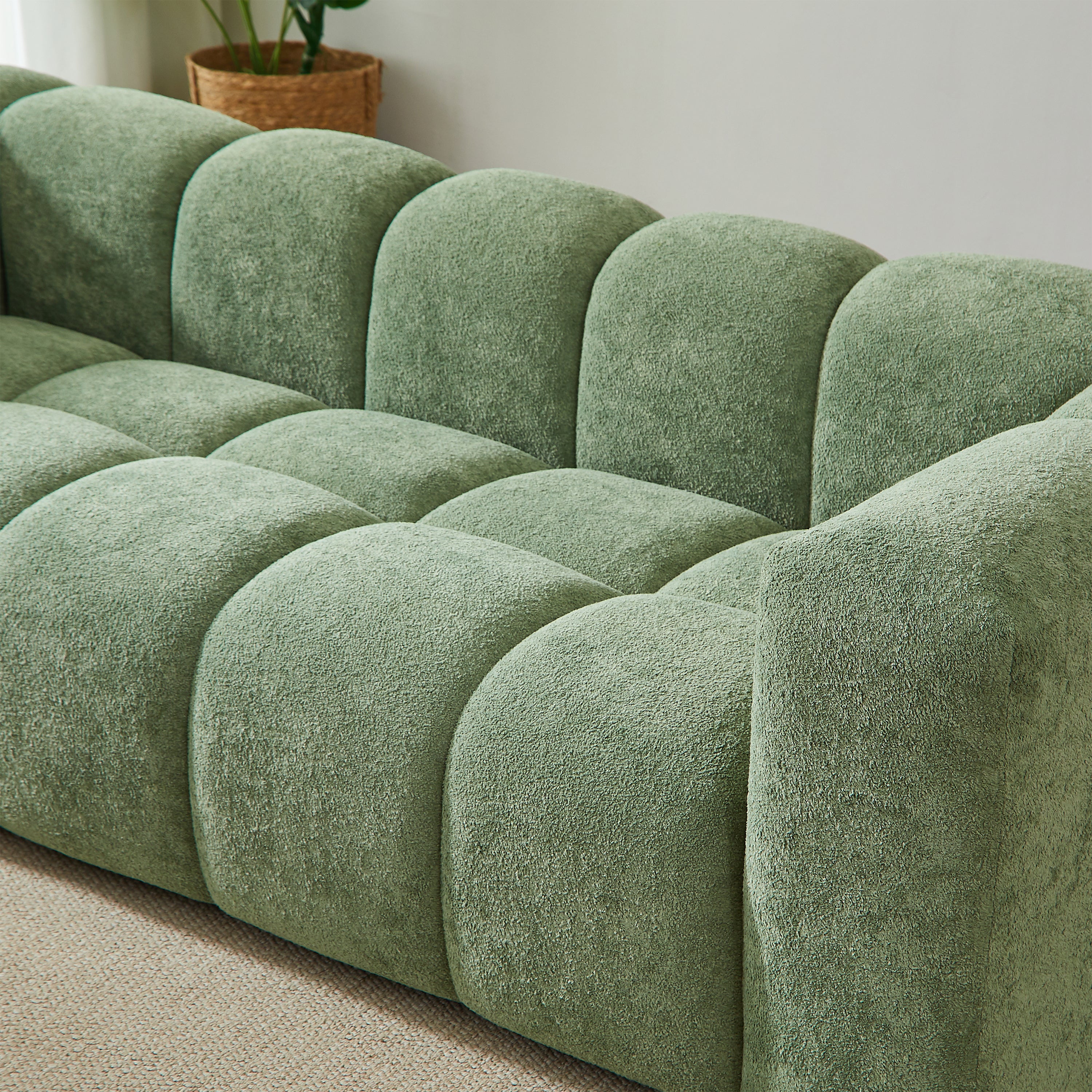 TASTA Fixed 3-Seater Sofa – Beige Fabric Living Room Furniture