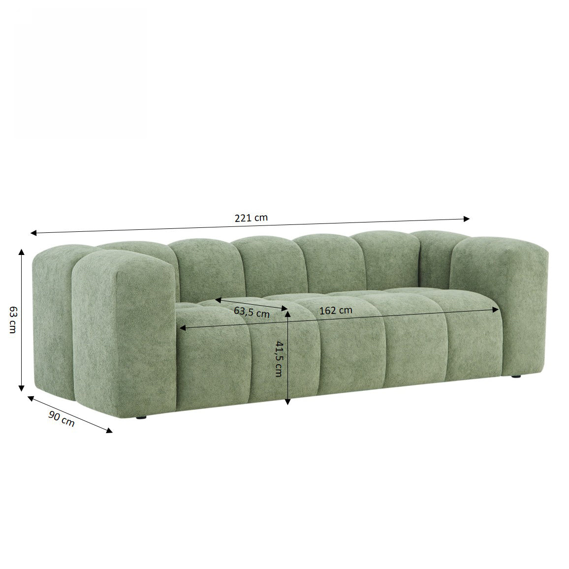 TASTA Fixed 3-Seater Sofa – Green