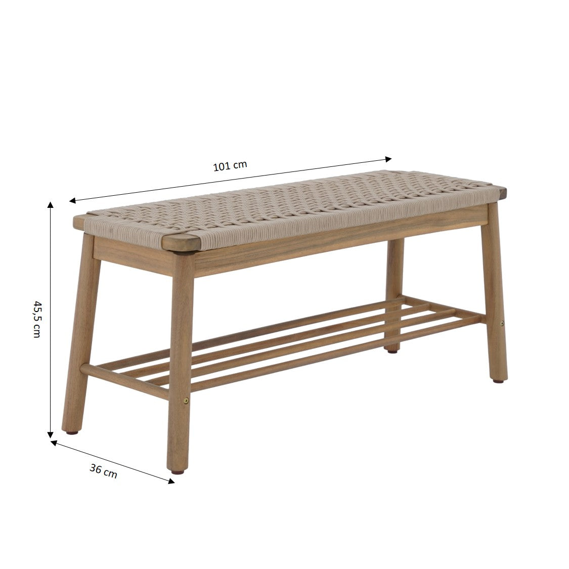 TAVAO Solid Wood Bench – Beige