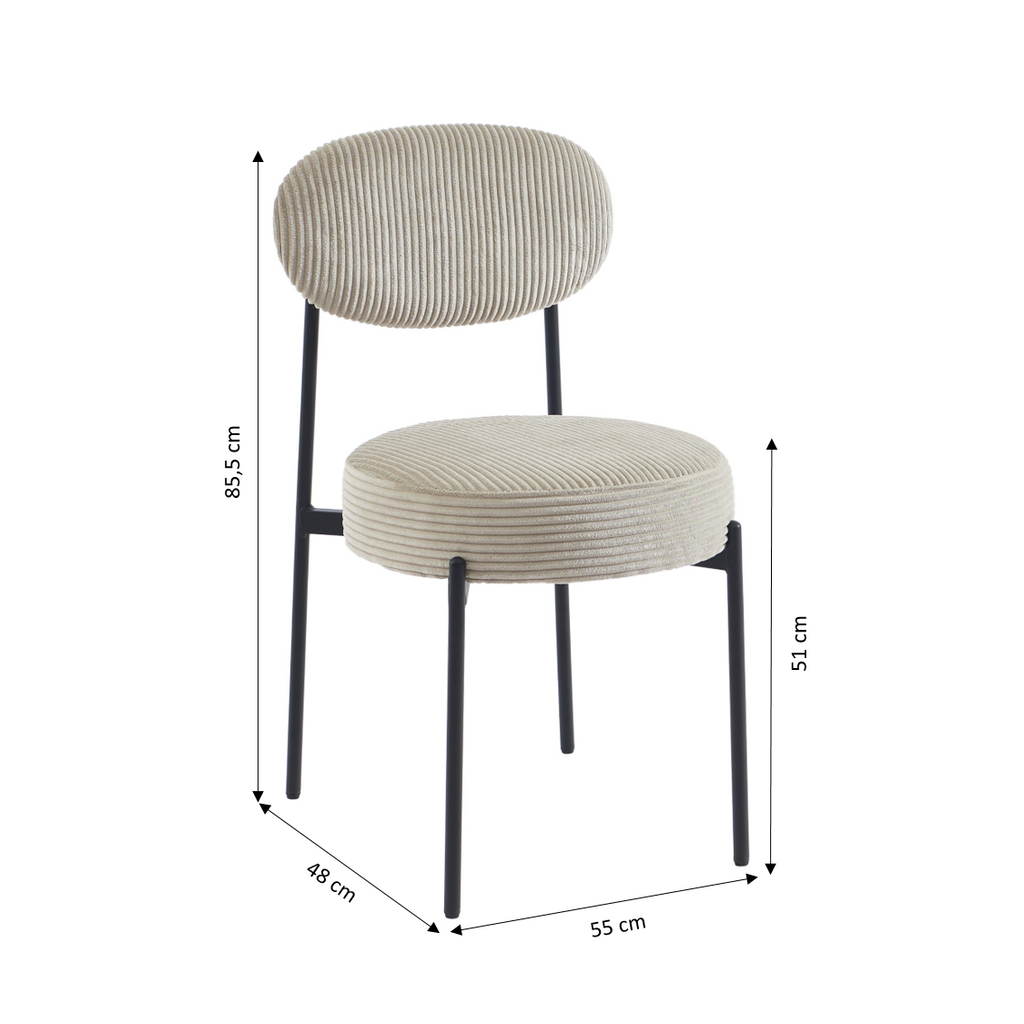 Set of 2 Chairs TEINA Velvet cotele - Beige
