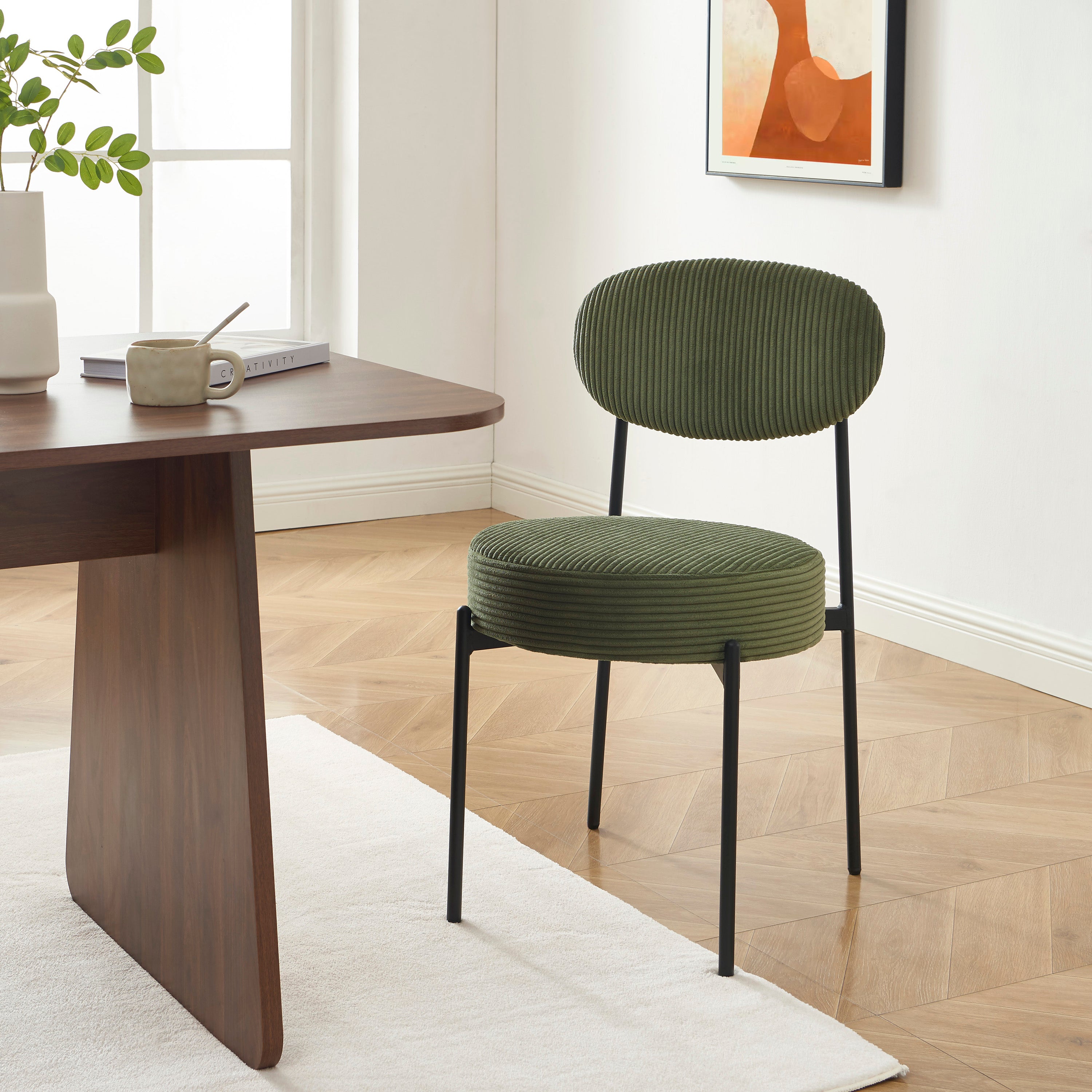Set of 2 Chairs TEINA Velvet cotele - Green