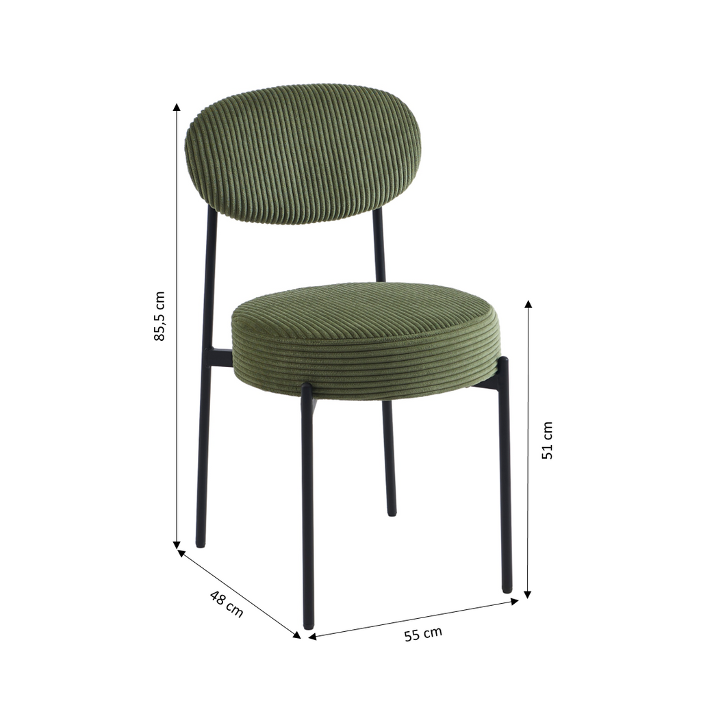 Set of 2 Chairs TEINA Velvet cotele - Green