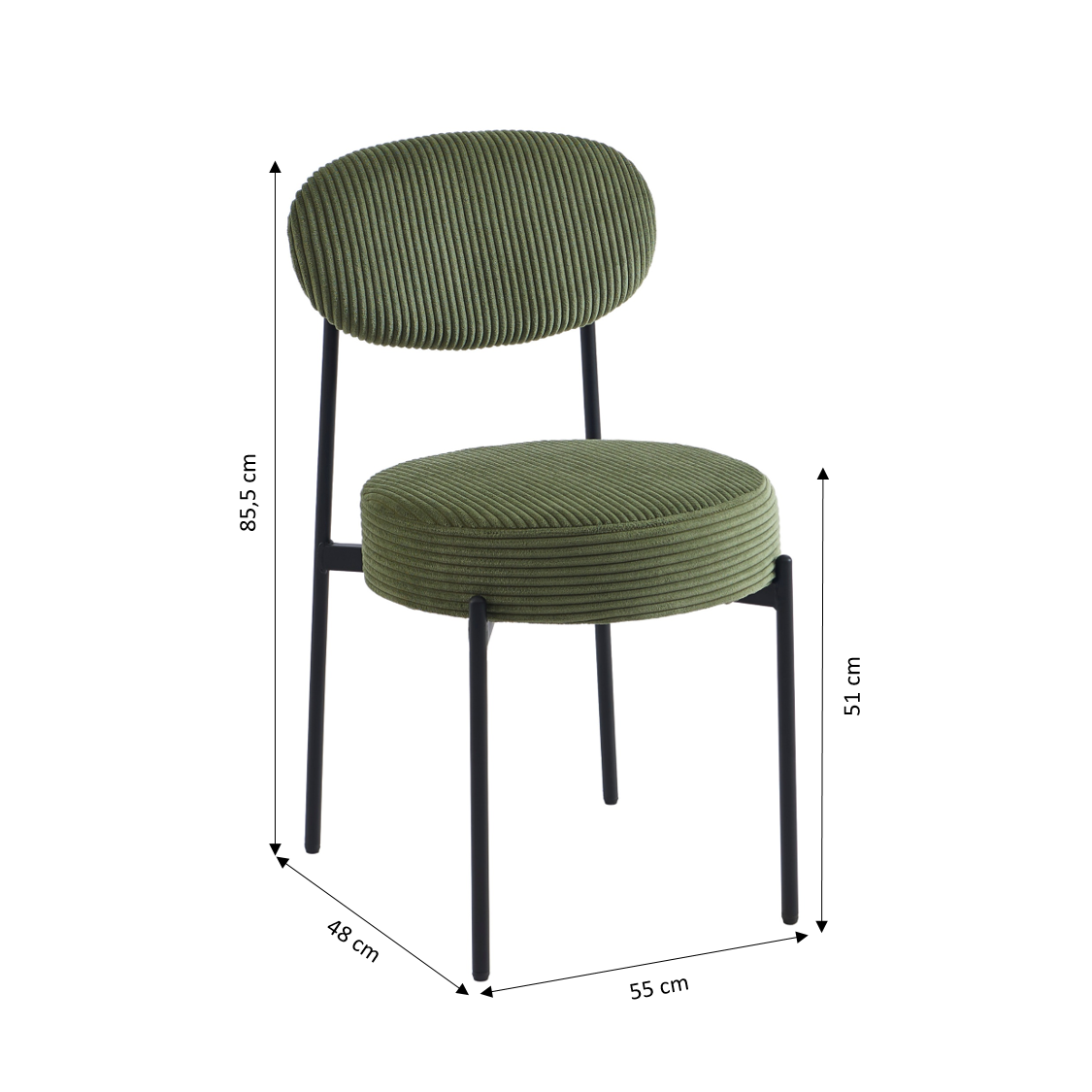 Set of 2 Chairs TEINA Velvet cotele - Green