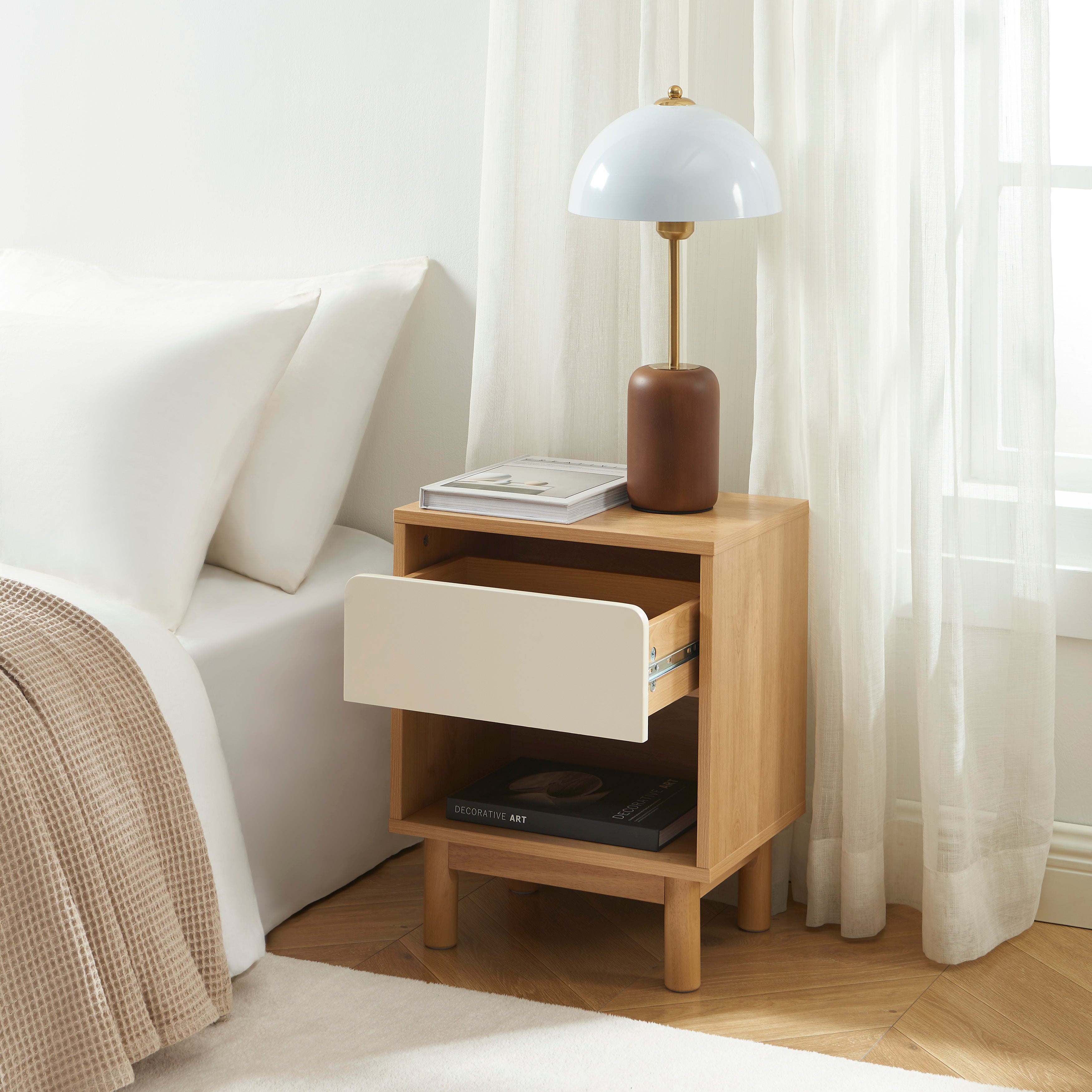 THALIA Nightstand with Drawer – Beige