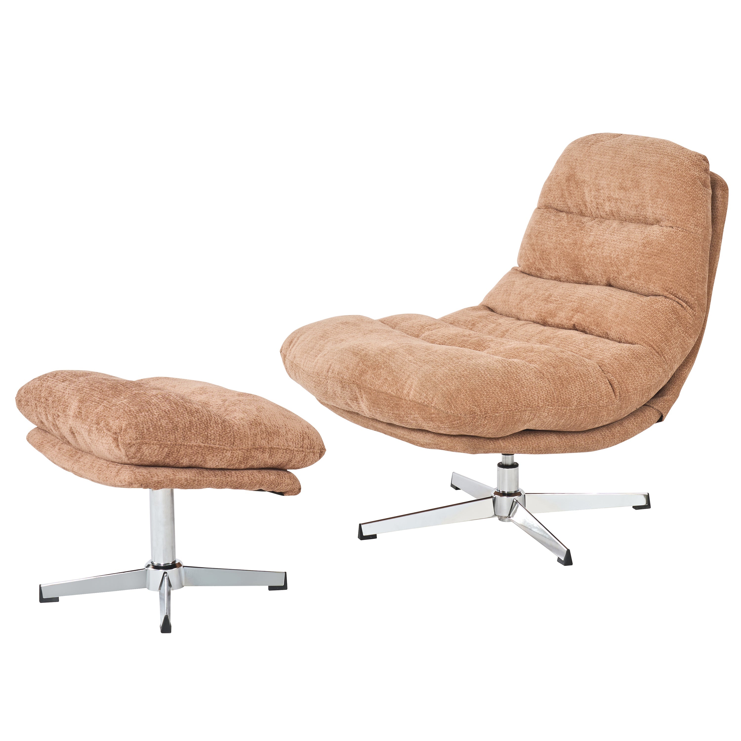 Swivel Armchair Themis 1 Seater + Repose-pieds Fabric Terracotta – Terracotta