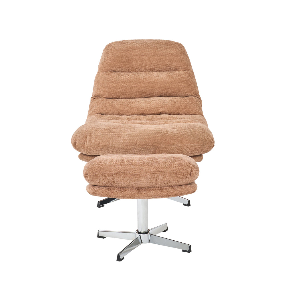 Swivel Armchair Themis 1 Seater + Repose-pieds Fabric Terracotta – Terracotta