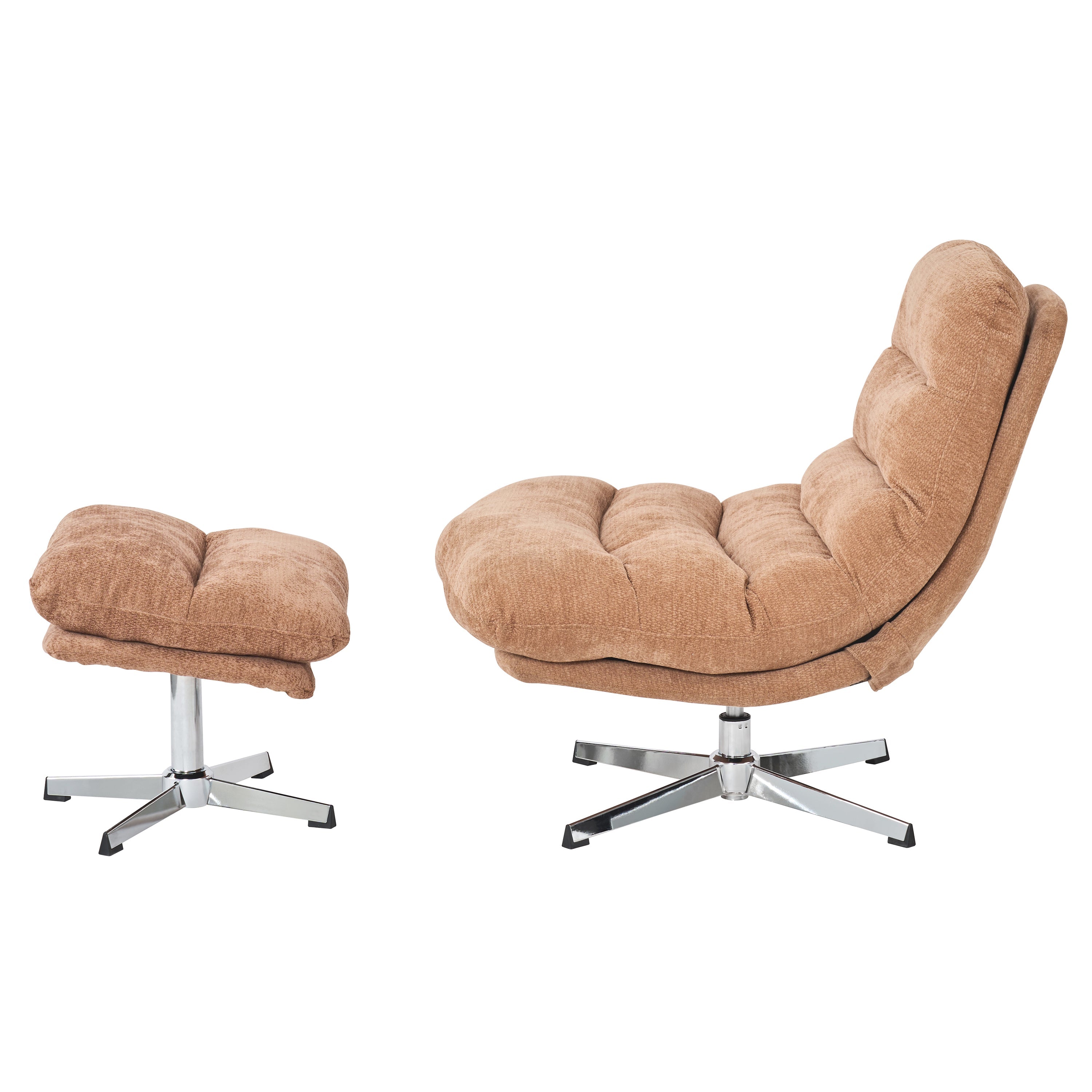 Swivel Armchair Themis 1 Seater + Repose-pieds Fabric Terracotta – Terracotta