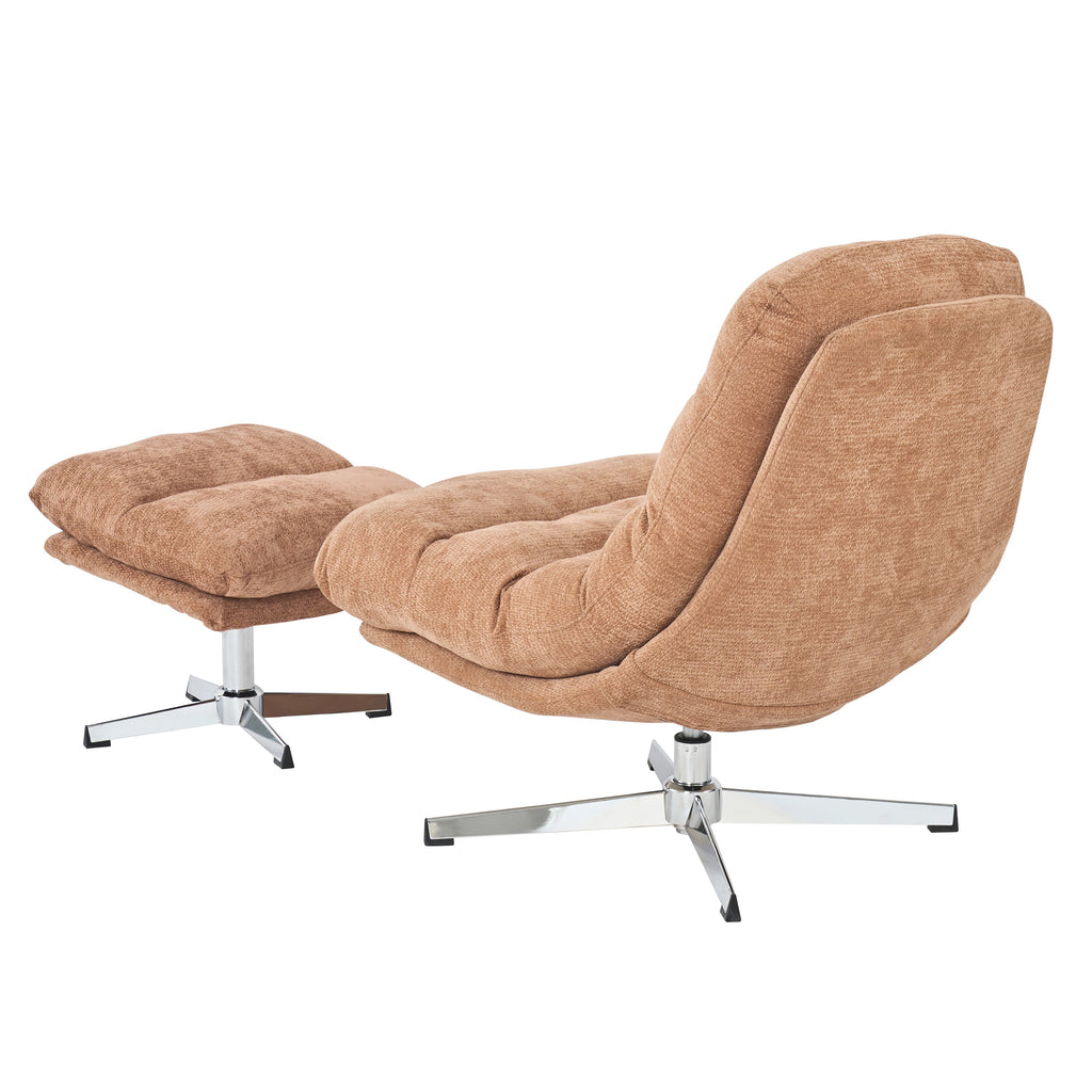 Swivel Armchair Themis 1 Seater + Repose-pieds Fabric Terracotta – Terracotta