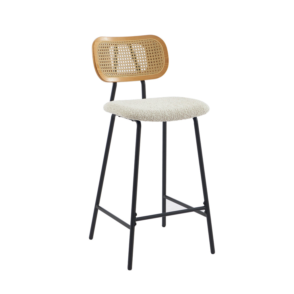 TINA Set of 2 Upholstered Bar Stools – Cream