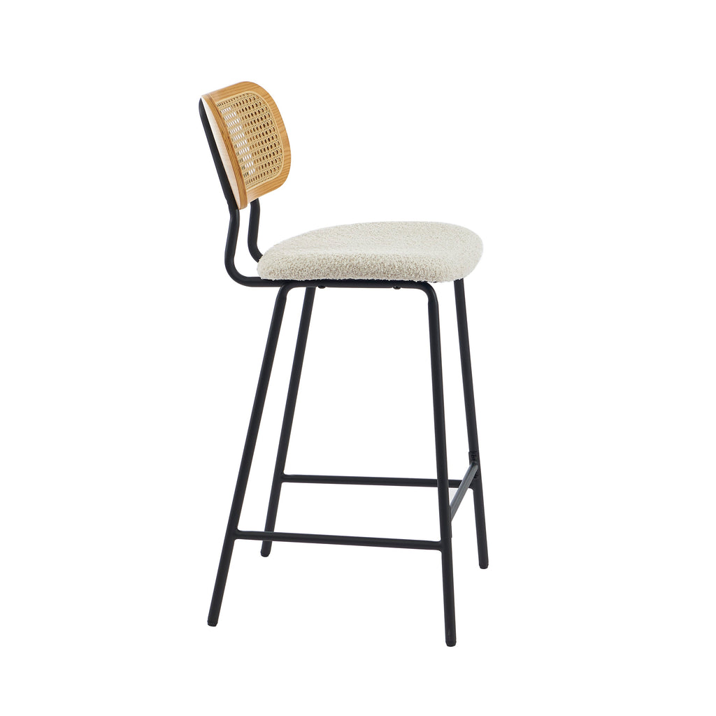TINA Set of 2 Upholstered Bar Stools – Cream