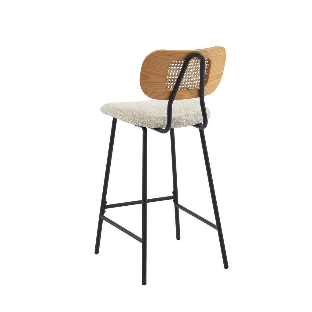 TINA Set of 2 Upholstered Bar Stools – Cream