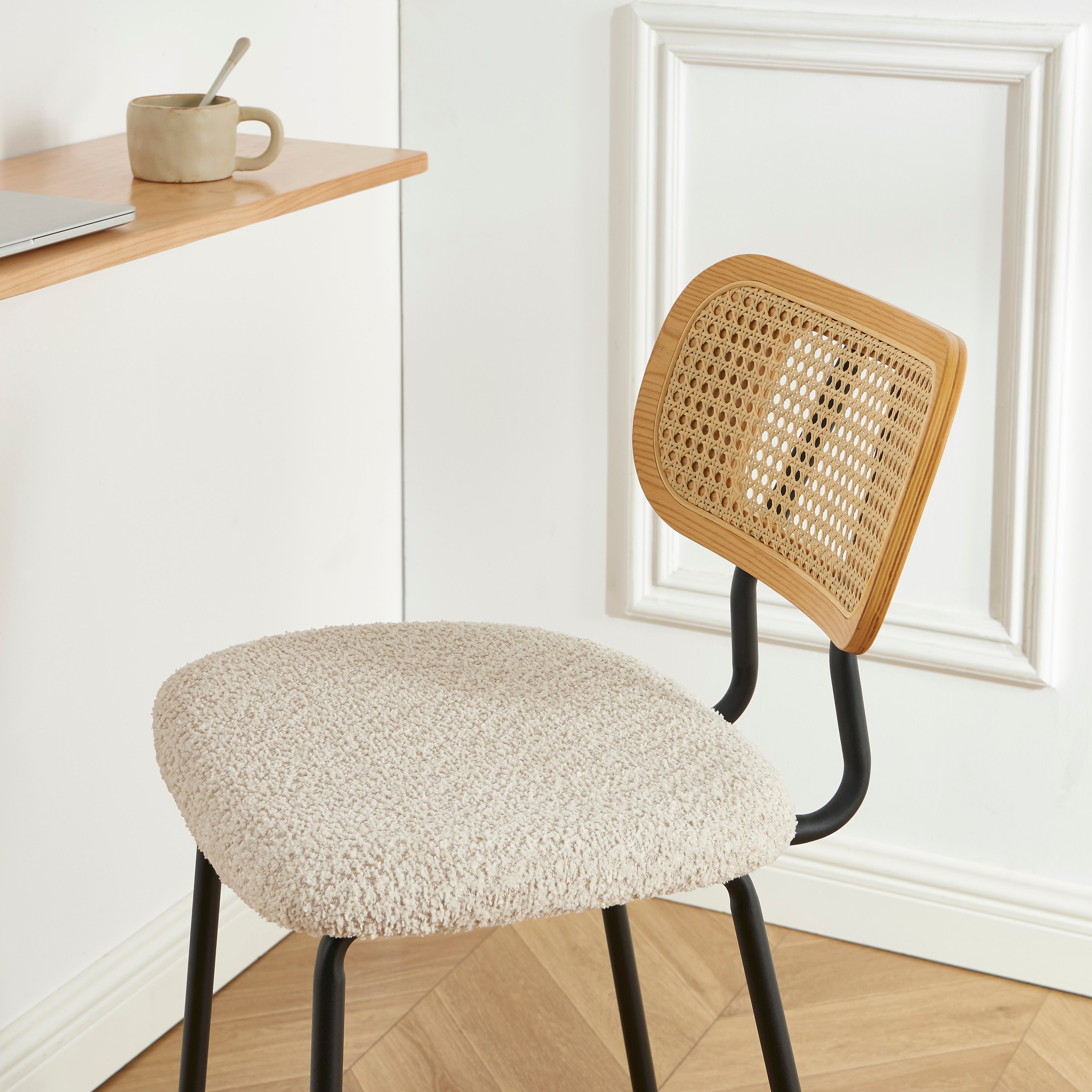 TINA Set of 2 Upholstered Bar Stools – Cream