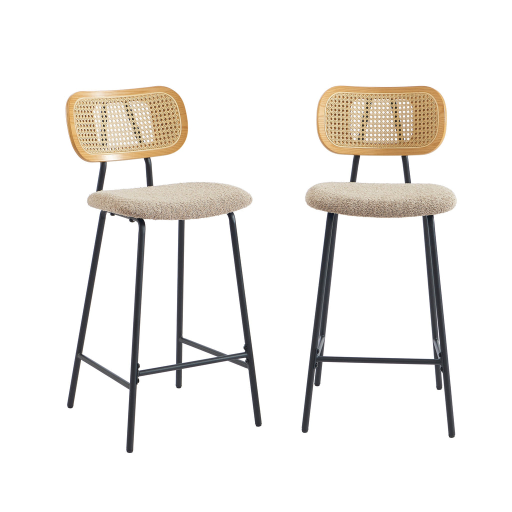 TINA Set of 2 Upholstered Bar Stools – Taupe
