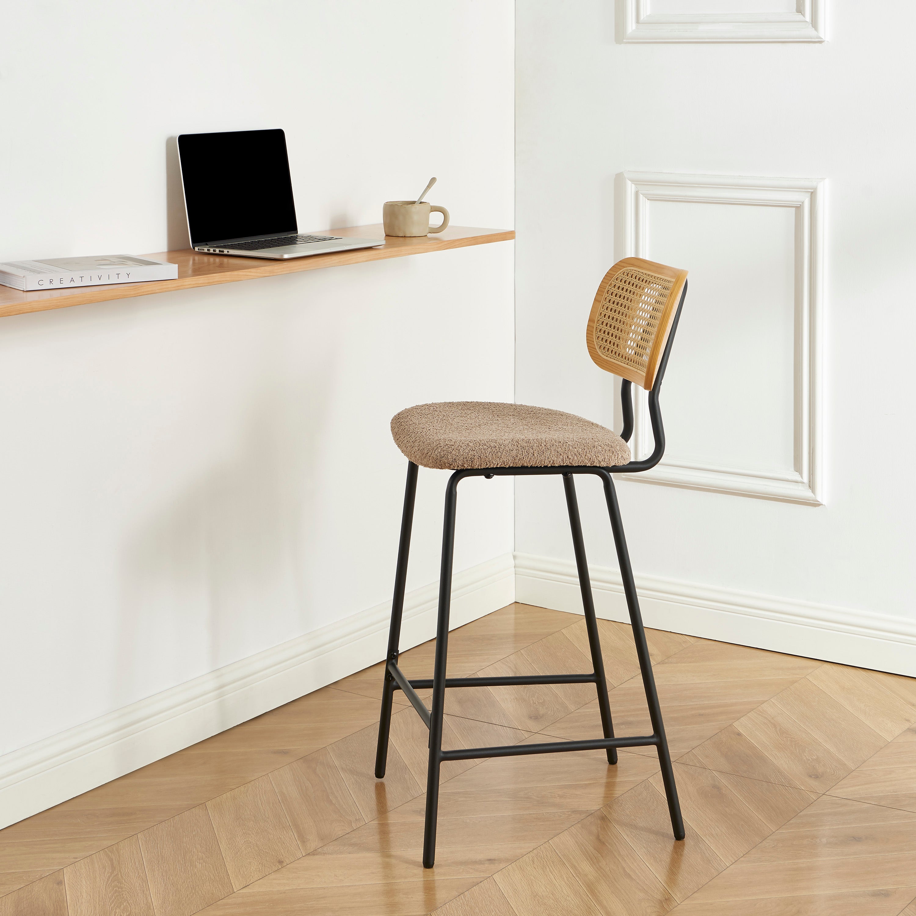 TINA Set of 2 Upholstered Bar Stools – Taupe
