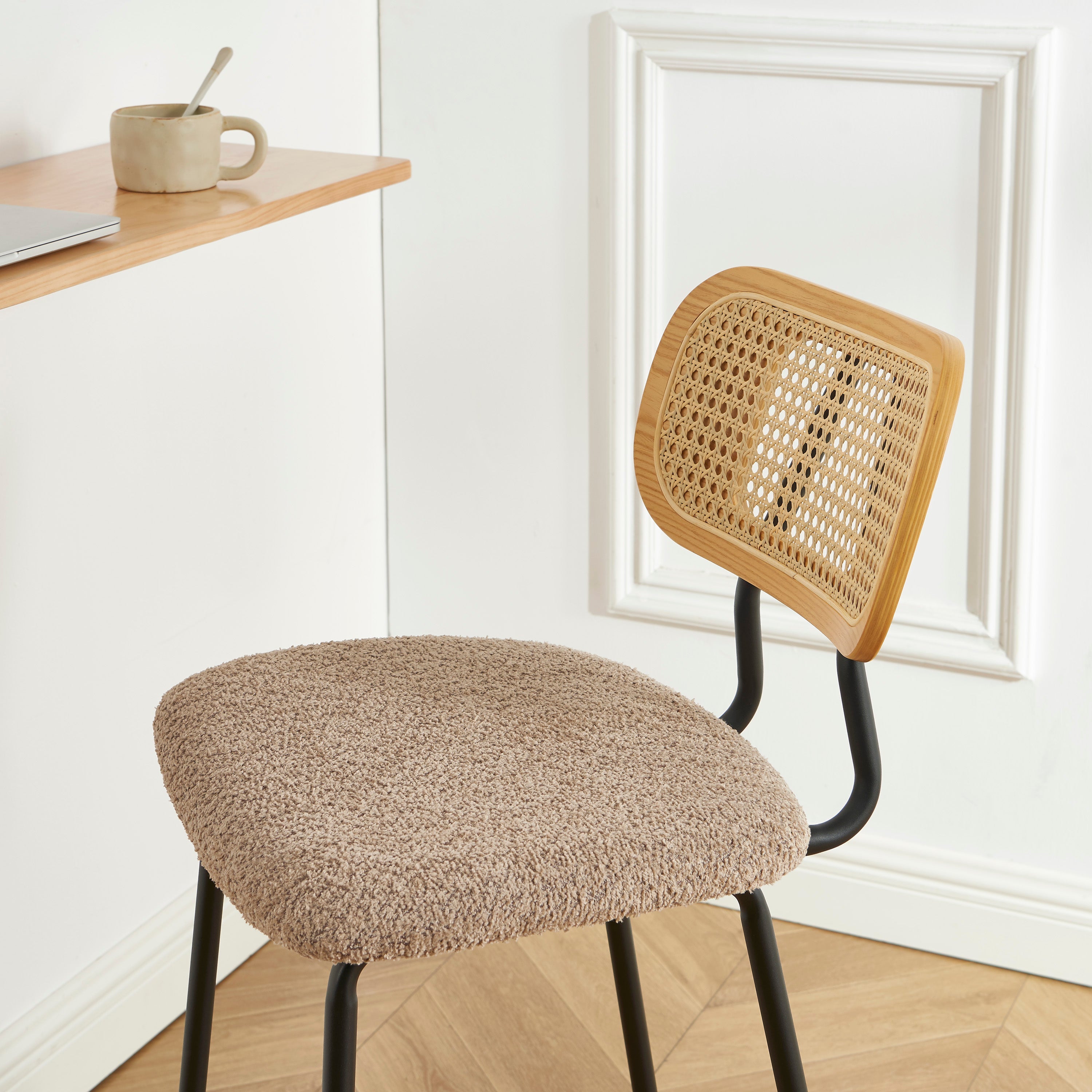 TINA Set of 2 Upholstered Bar Stools – Taupe