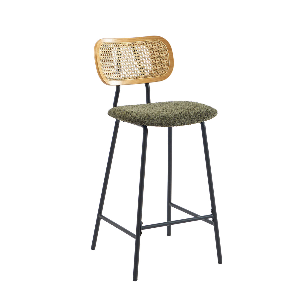 TINA Set of 2 Upholstered Bar Stools - Green