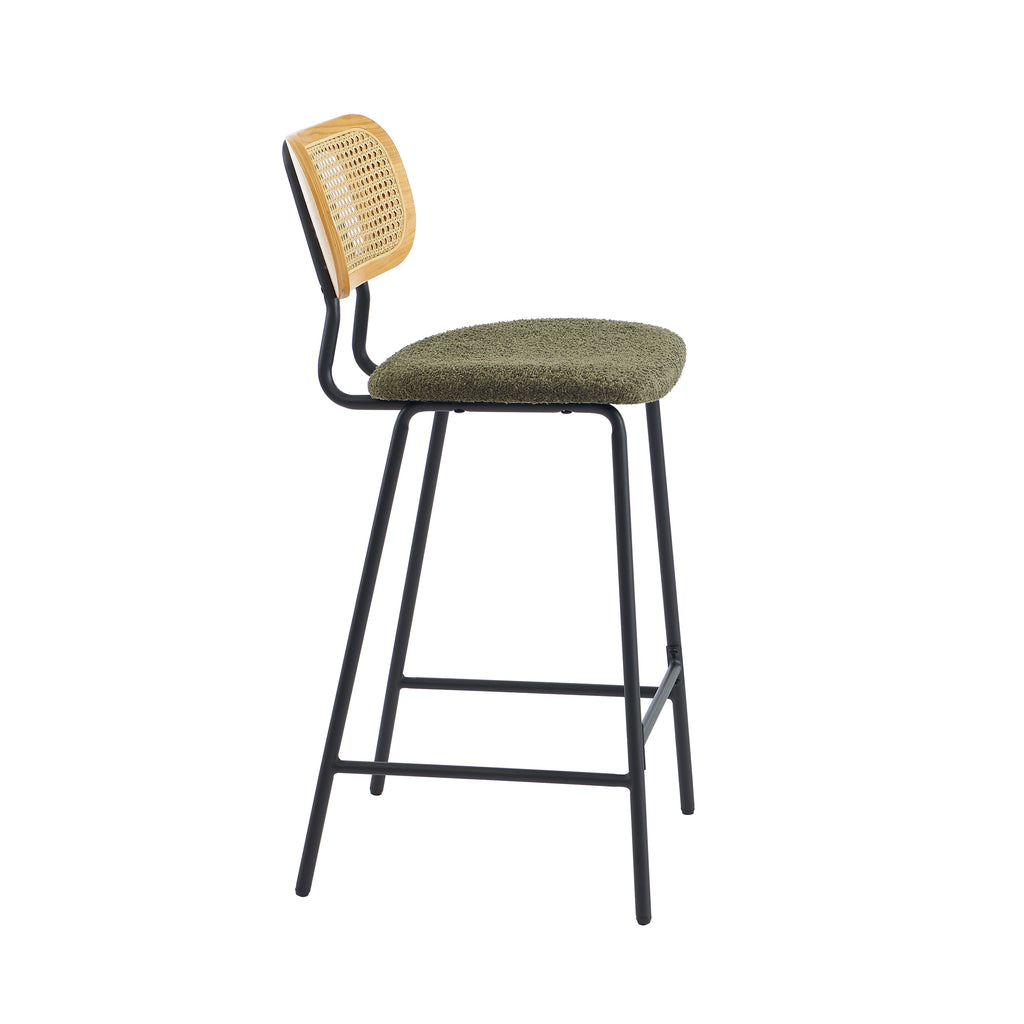 TINA Set of 2 Upholstered Bar Stools - Green