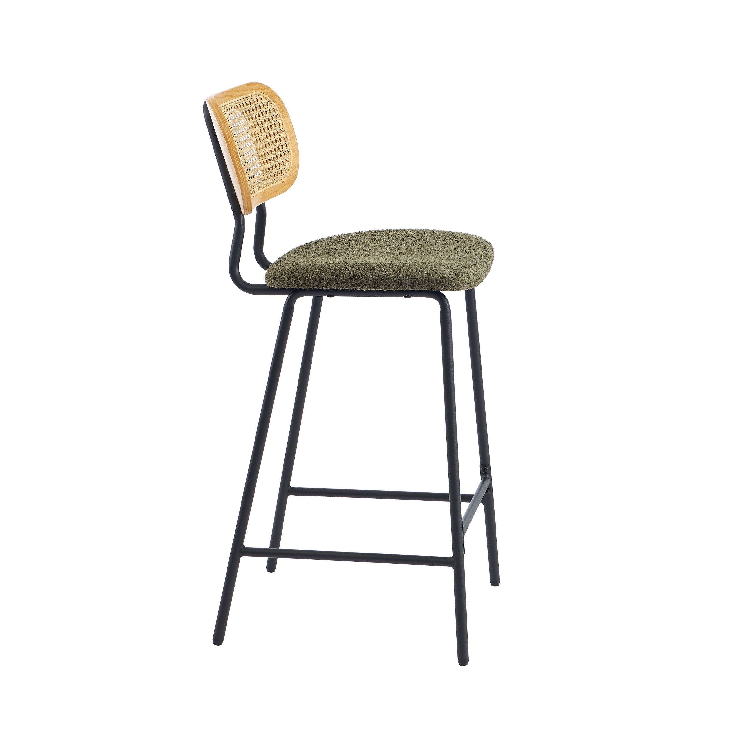TINA Set of 2 Upholstered Bar Stools - Green