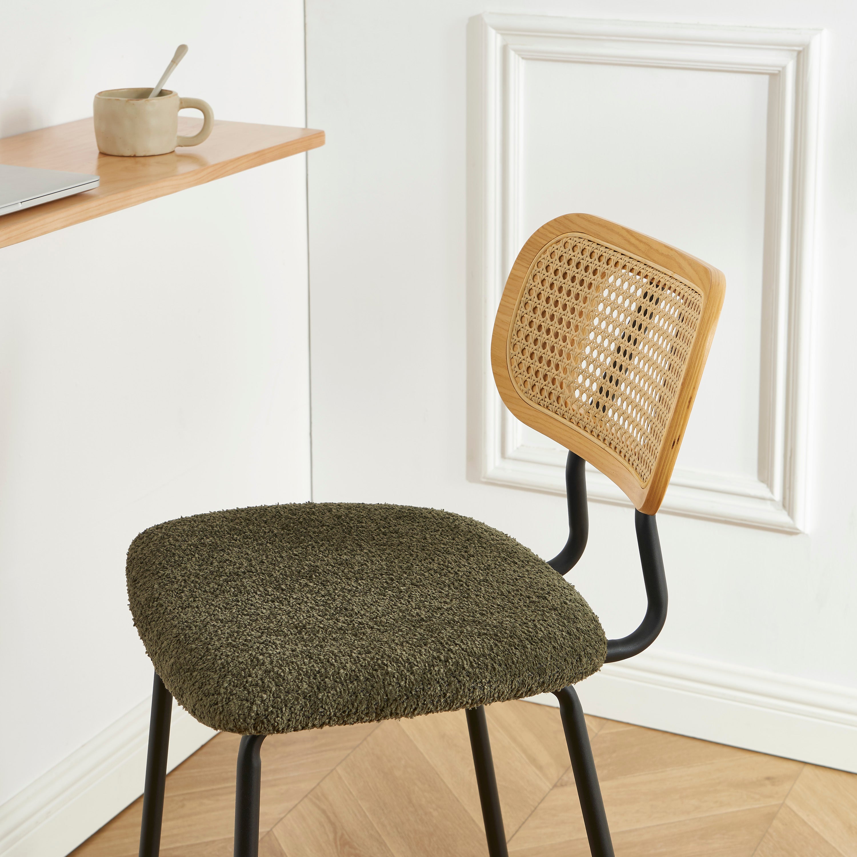 TINA Set of 2 Upholstered Bar Stools - Green