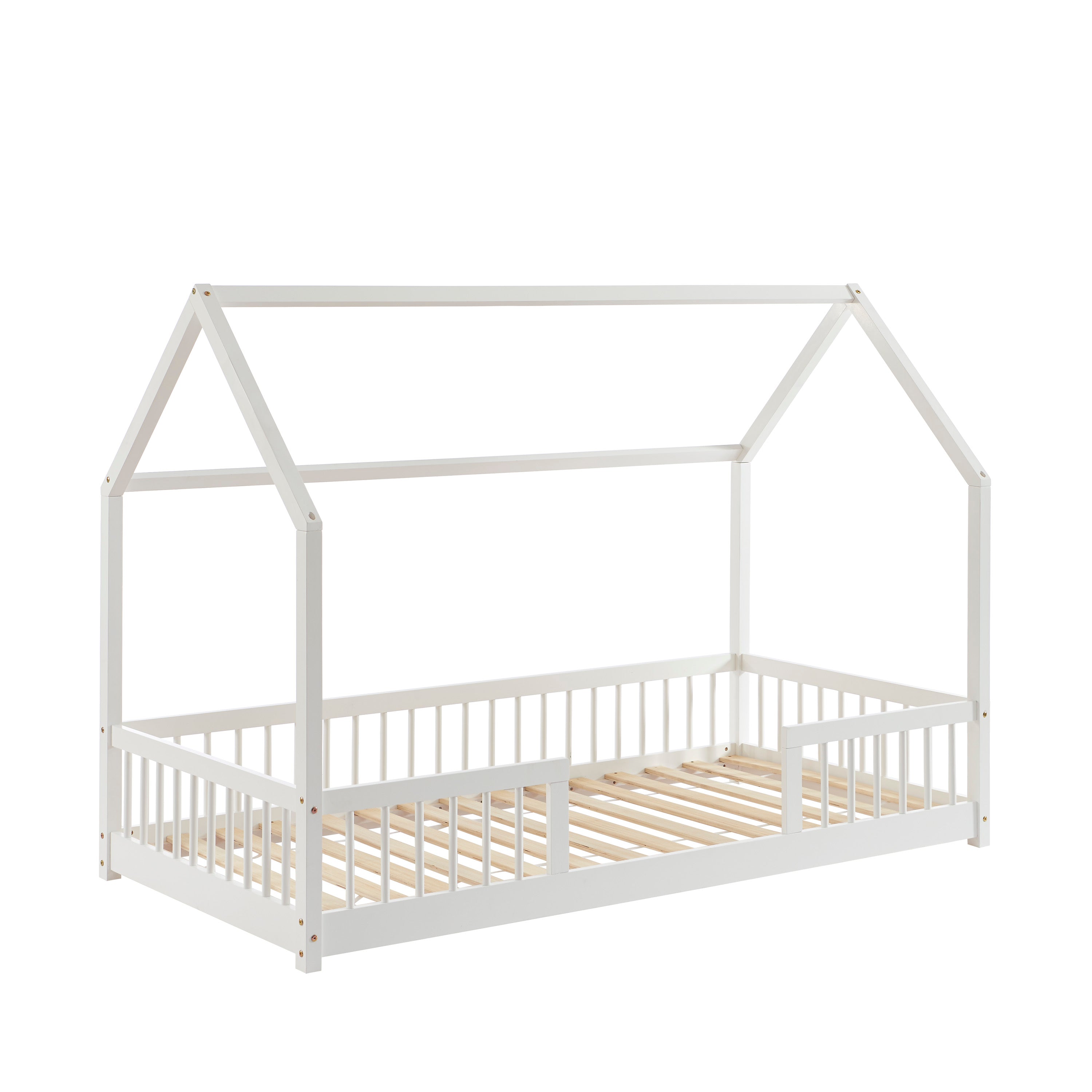 TINY Kids Cabin Bed with Safety Rails 35" x 75" - White
