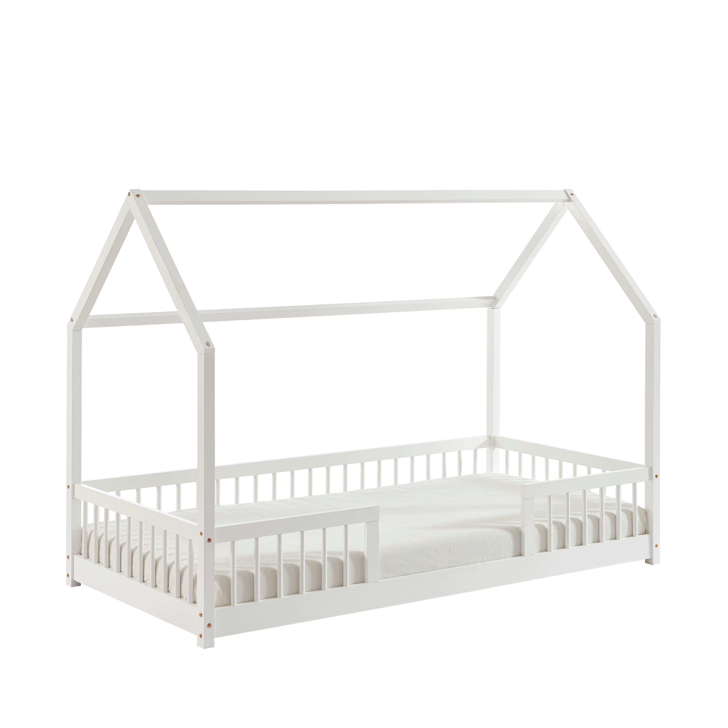 TINY Kids Cabin Bed with Safety Rails 35" x 75" - White