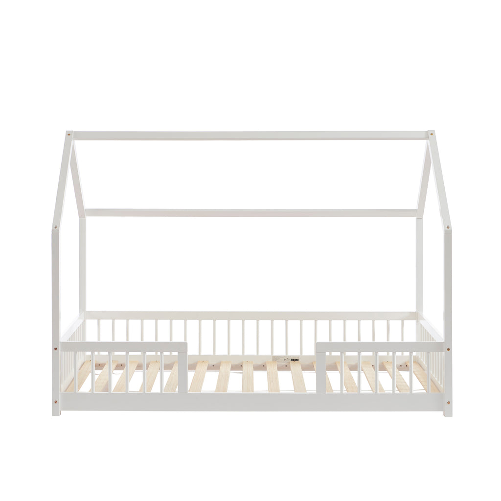 TINY Kids Cabin Bed with Safety Rails 35" x 75" - White