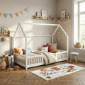 TINY Kids Cabin Bed with Safety Rails 35" x 75" - White