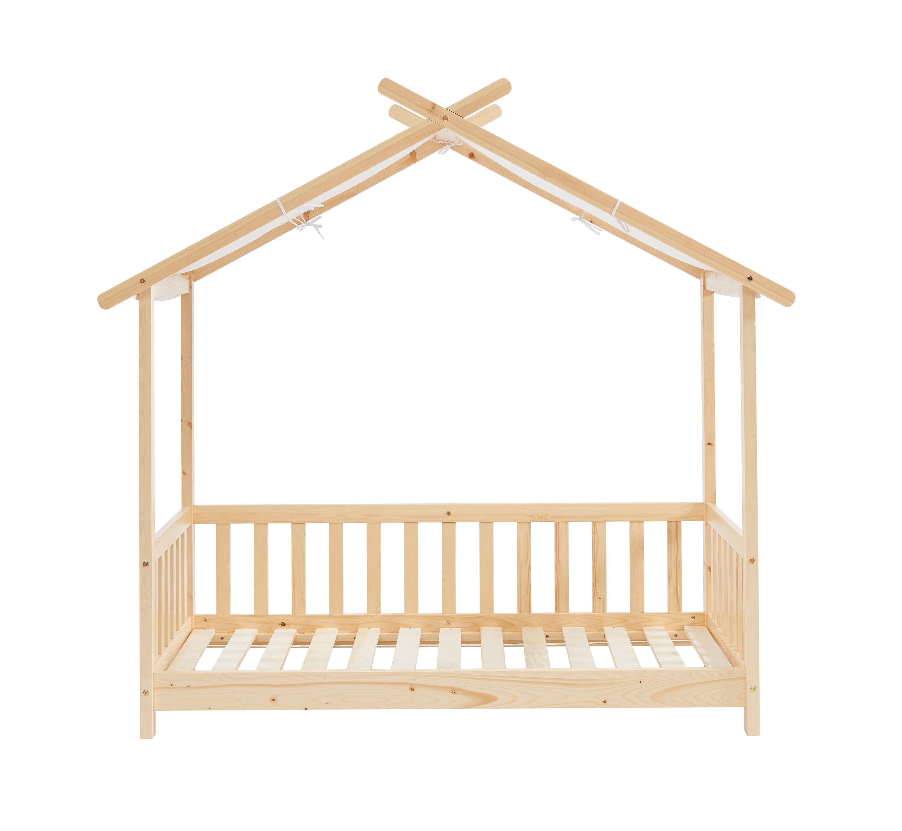 TINY Kids Tent Bed with Safety Rails 28" x 55" - Light wood