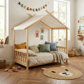 TINY Kids Tent Bed with Safety Rails 28" x 55" - Light wood