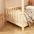 TINY Kids Tent Bed with Safety Rails 28" x 55" - Light wood