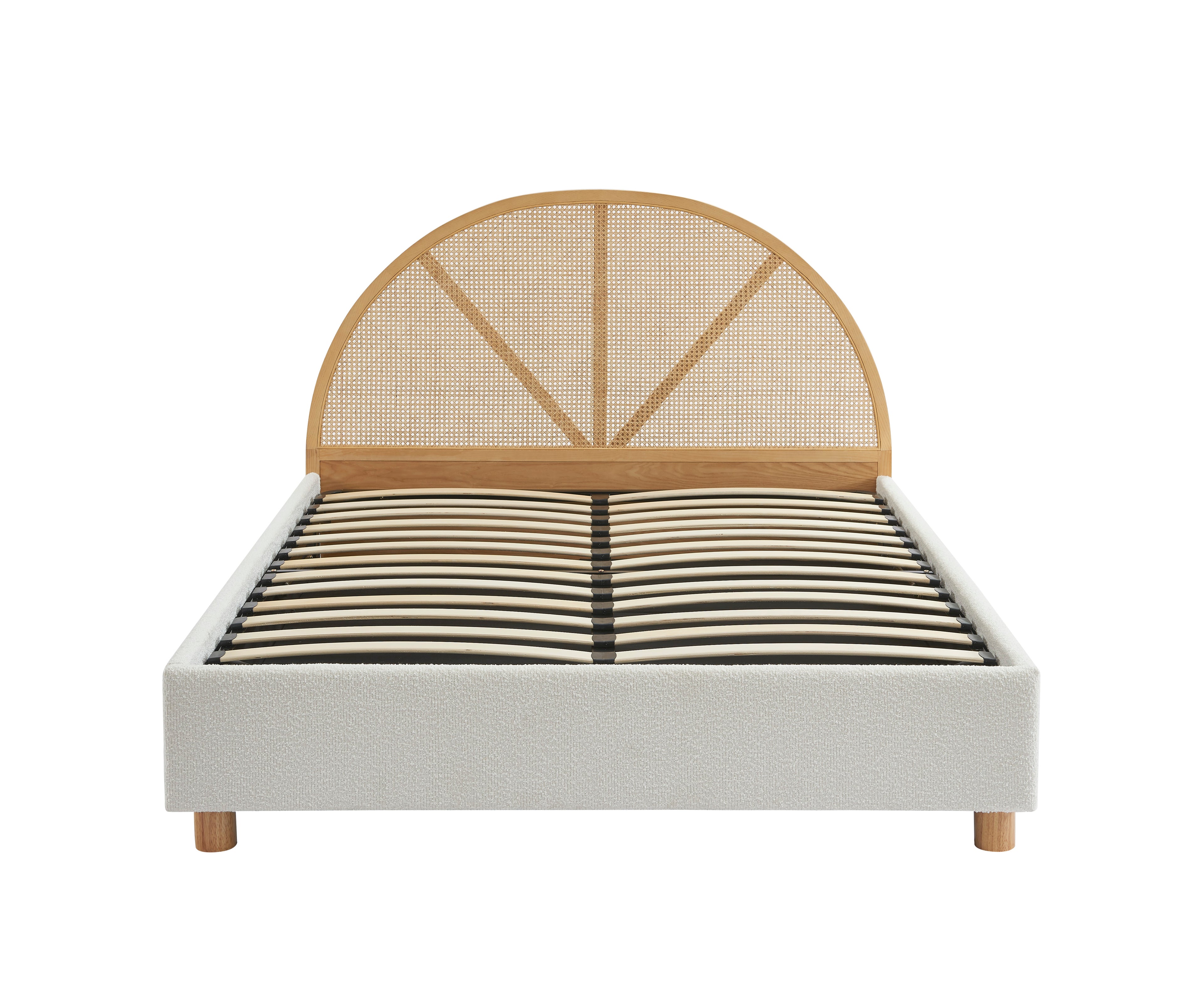 TSUKI Upholstered Storage Bed with Slatted Base – White