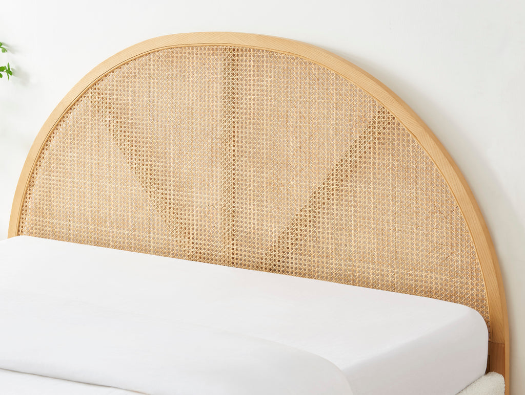 TSUKI Upholstered Storage Bed with Slatted Base – White