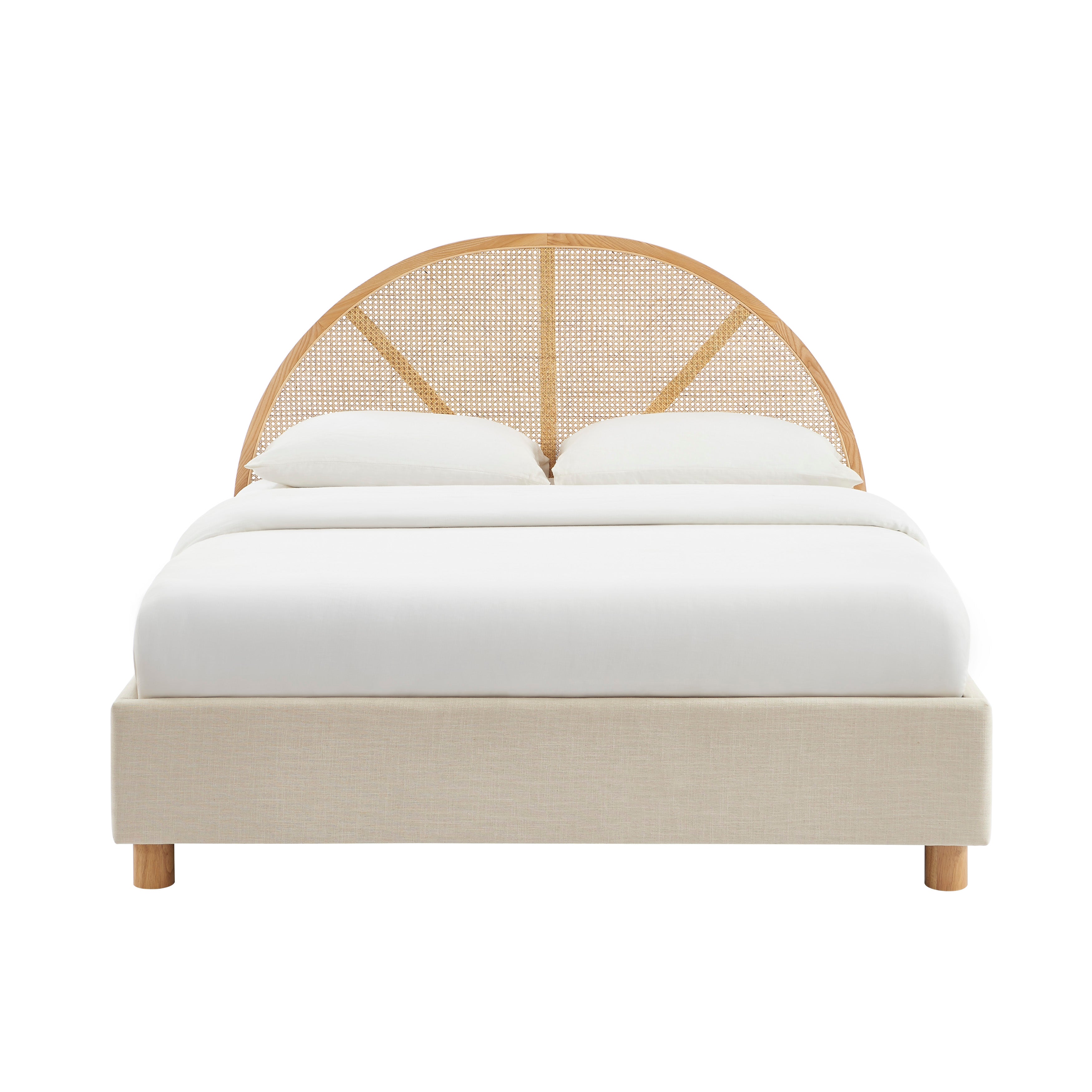 TSUKI Upholstered Storage Bed with Slatted Base – Beige