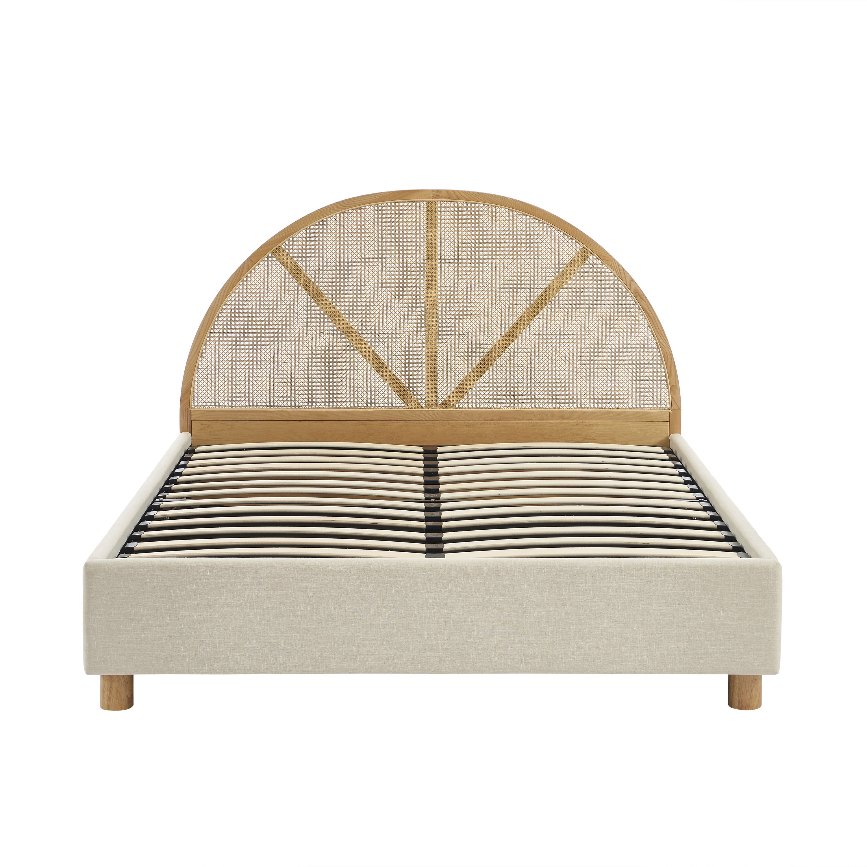 TSUKI Upholstered Storage Bed with Slatted Base – Off-White