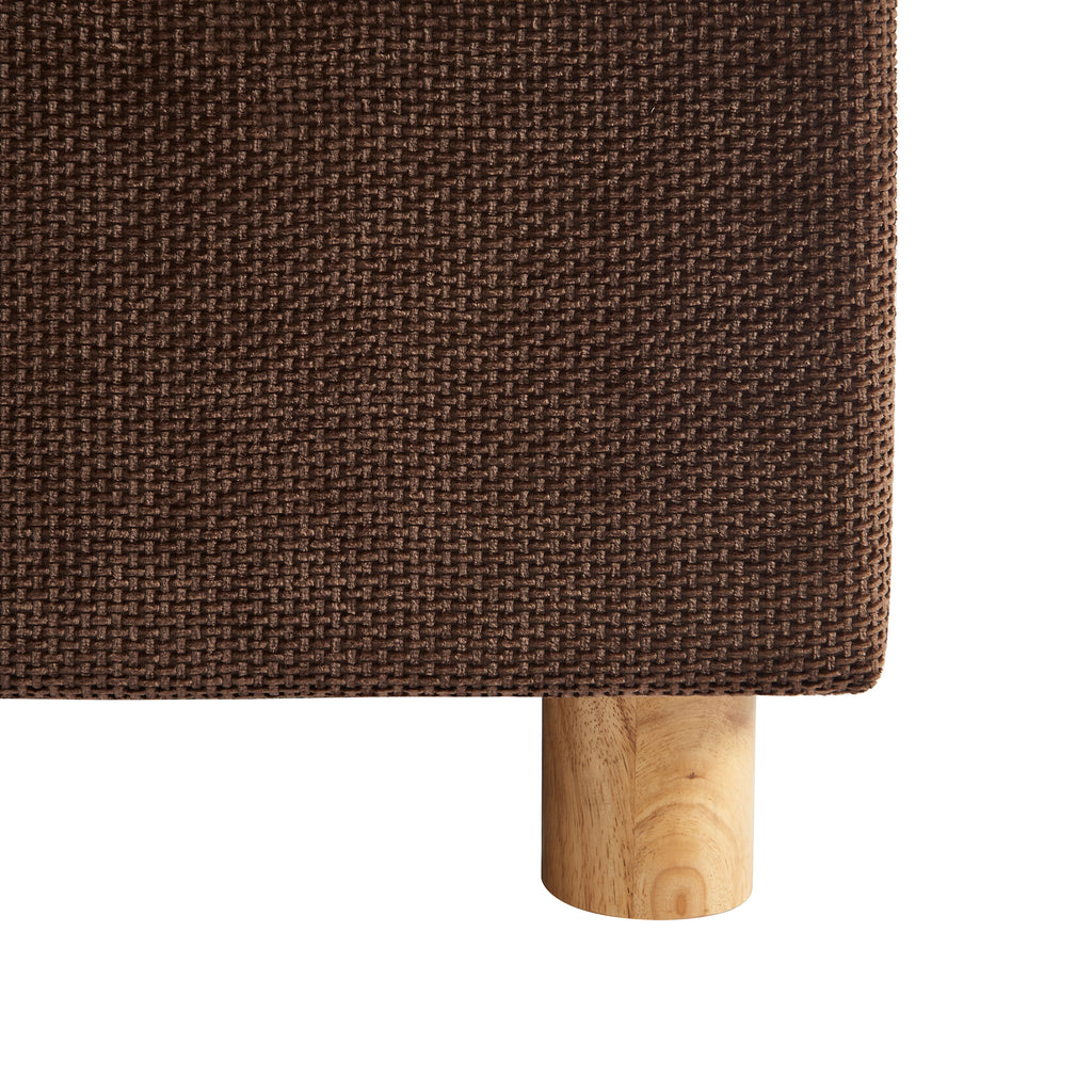 TSUKI Upholstered Storage Bed with Slatted Base – Brown