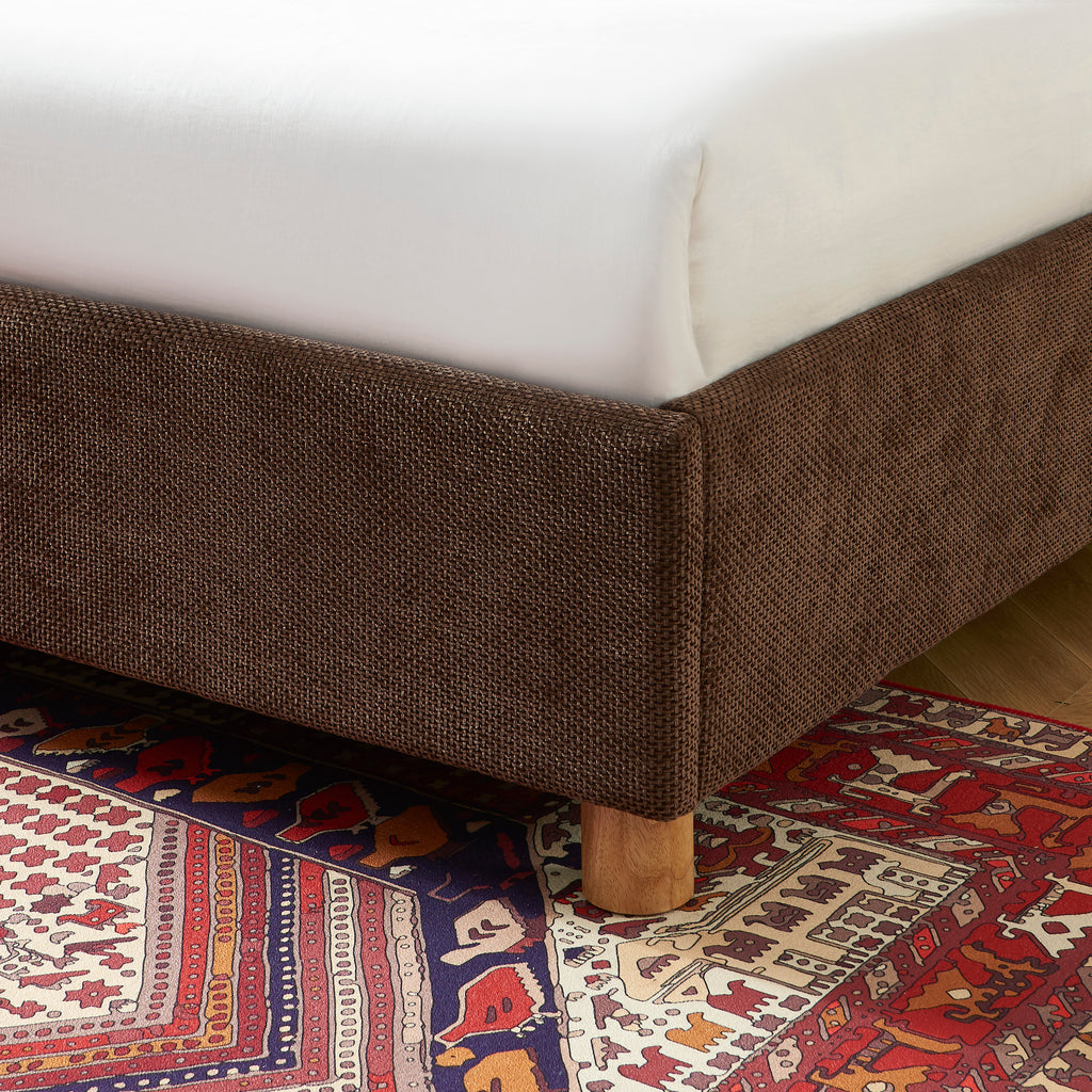 TSUKI Upholstered Storage Bed with Slatted Base – Brown