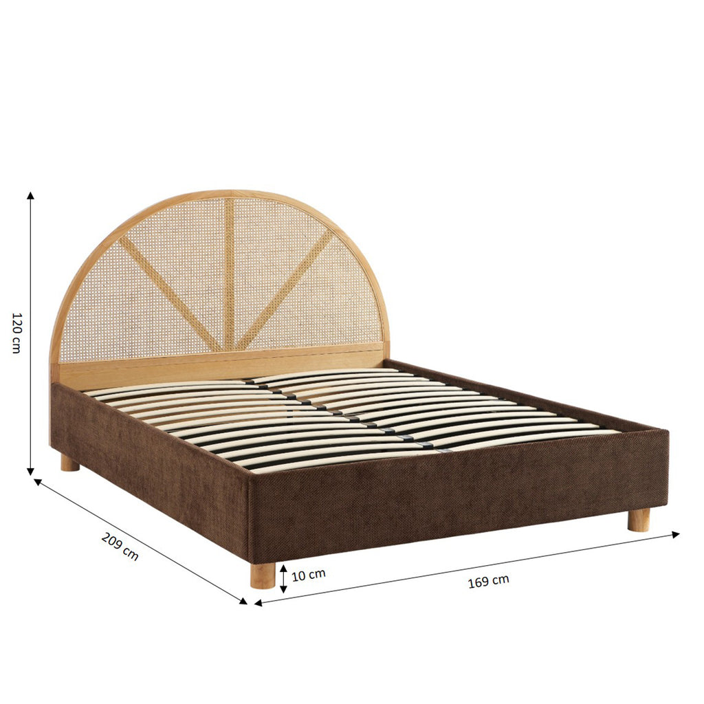 TSUKI Upholstered Storage Bed with Slatted Base – Brown