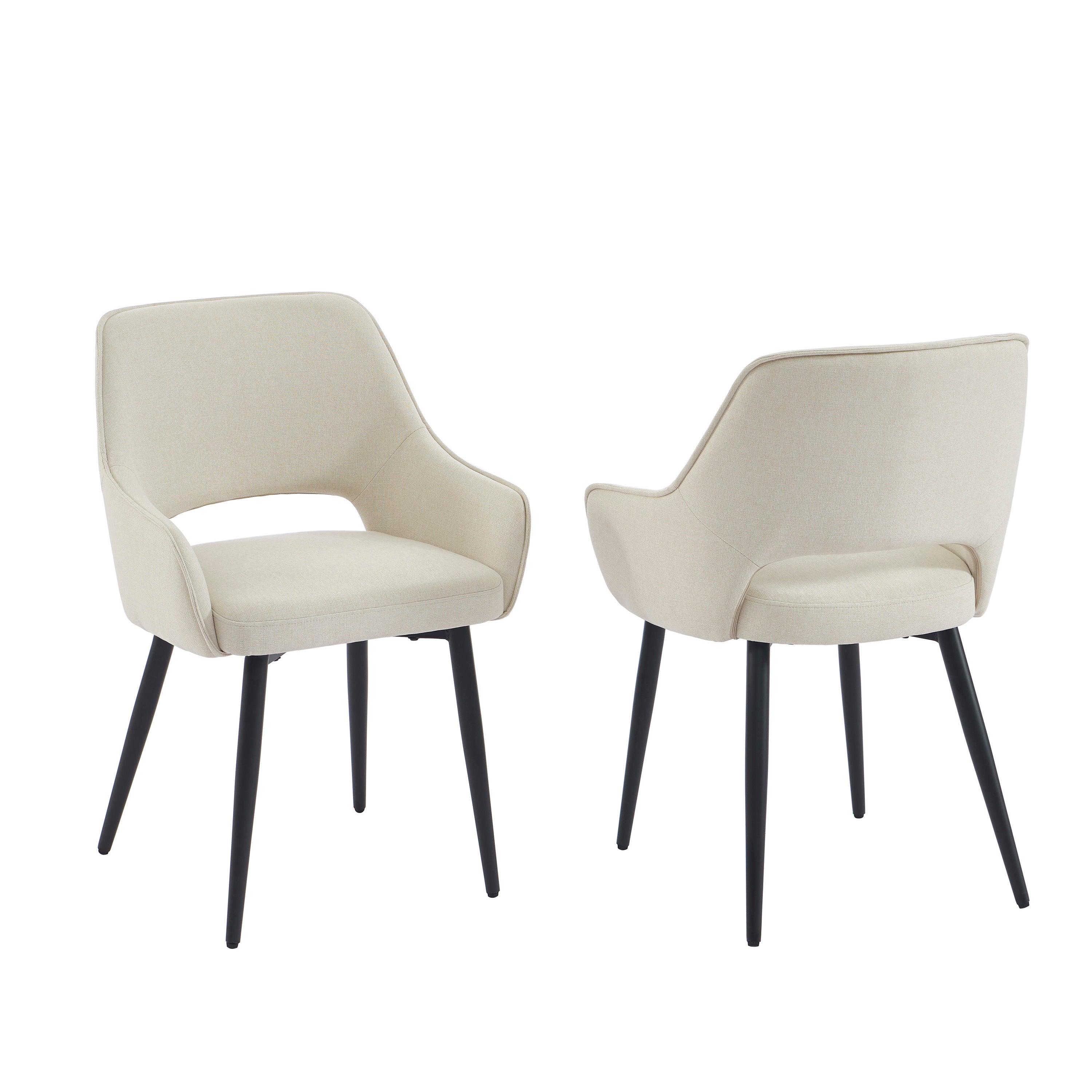 UNNI Set of 2 Upholstered Accent Armchairs – Beige