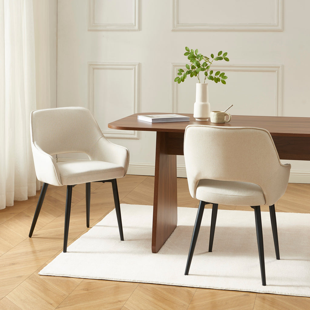 UNNI Set of 2 Upholstered Accent Armchairs – Beige
