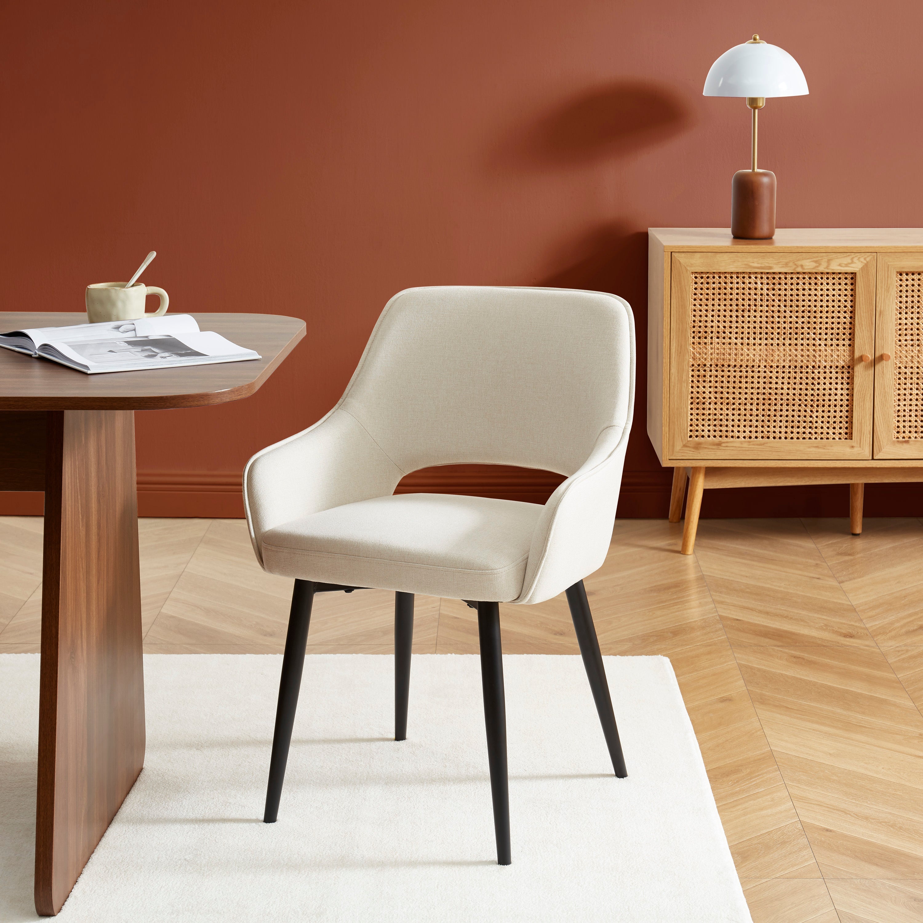 UNNI Set of 2 Upholstered Accent Armchairs – Beige
