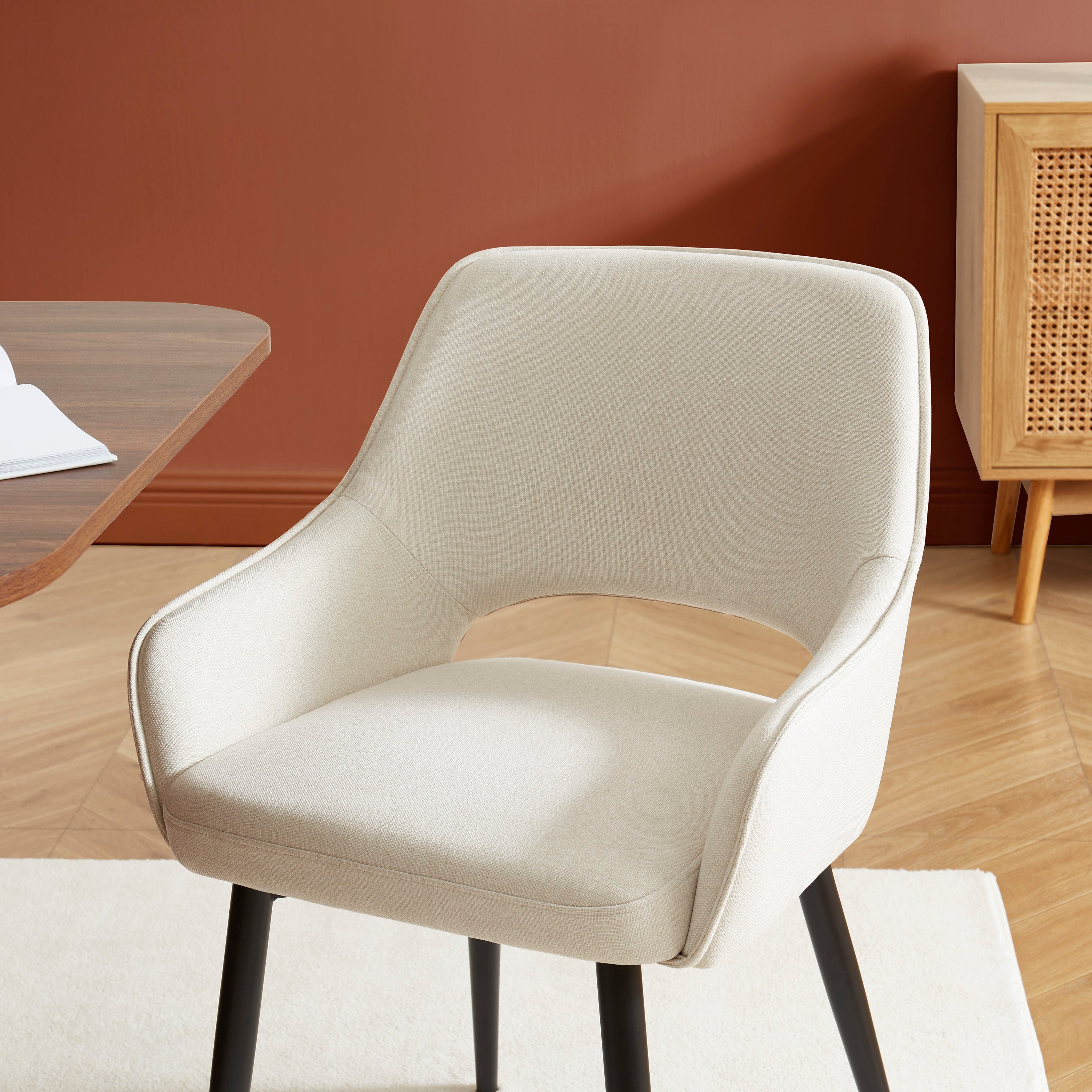 UNNI Set of 2 Upholstered Accent Armchairs – Beige
