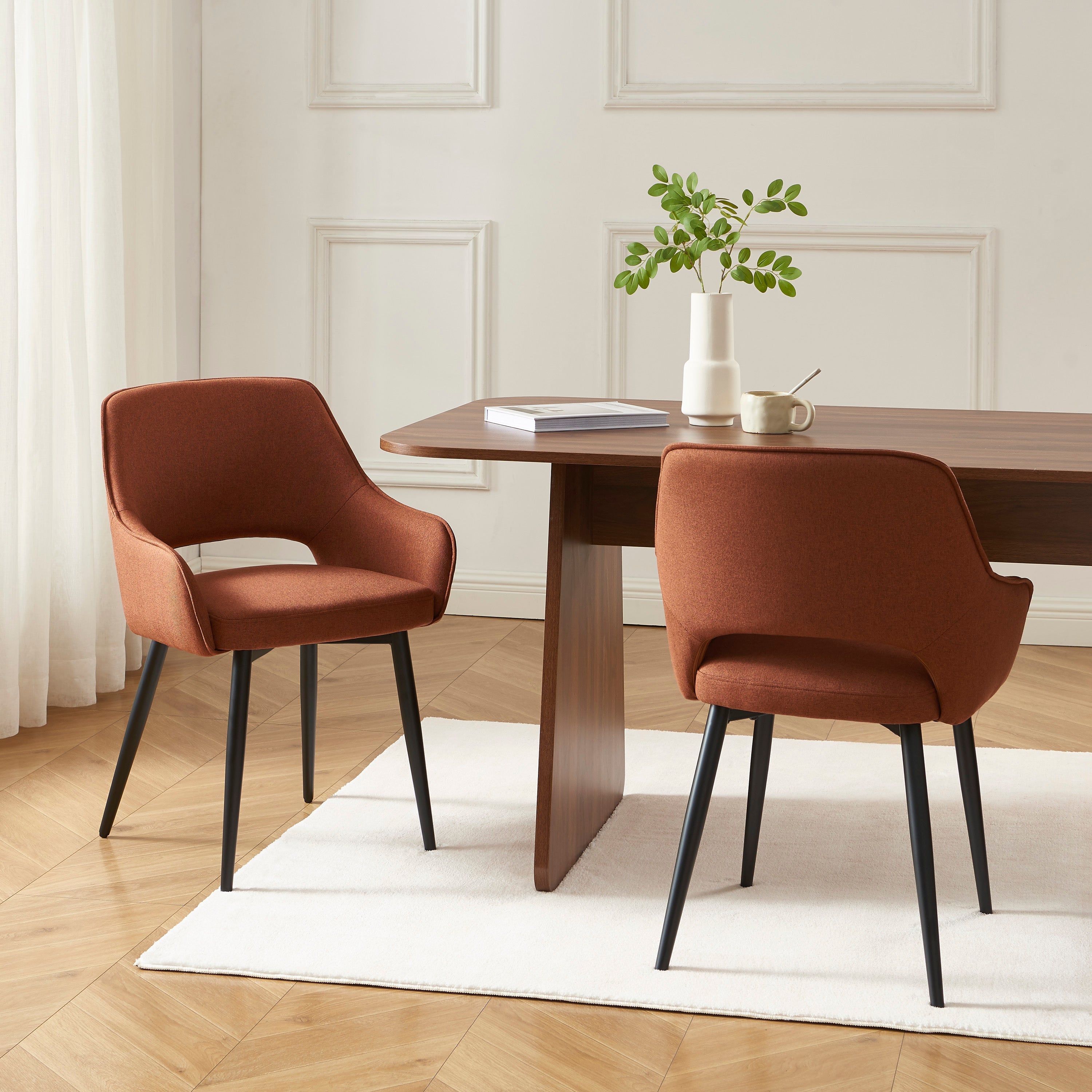 UNNI Set of 2 Upholstered Accent Armchairs – Terracotta