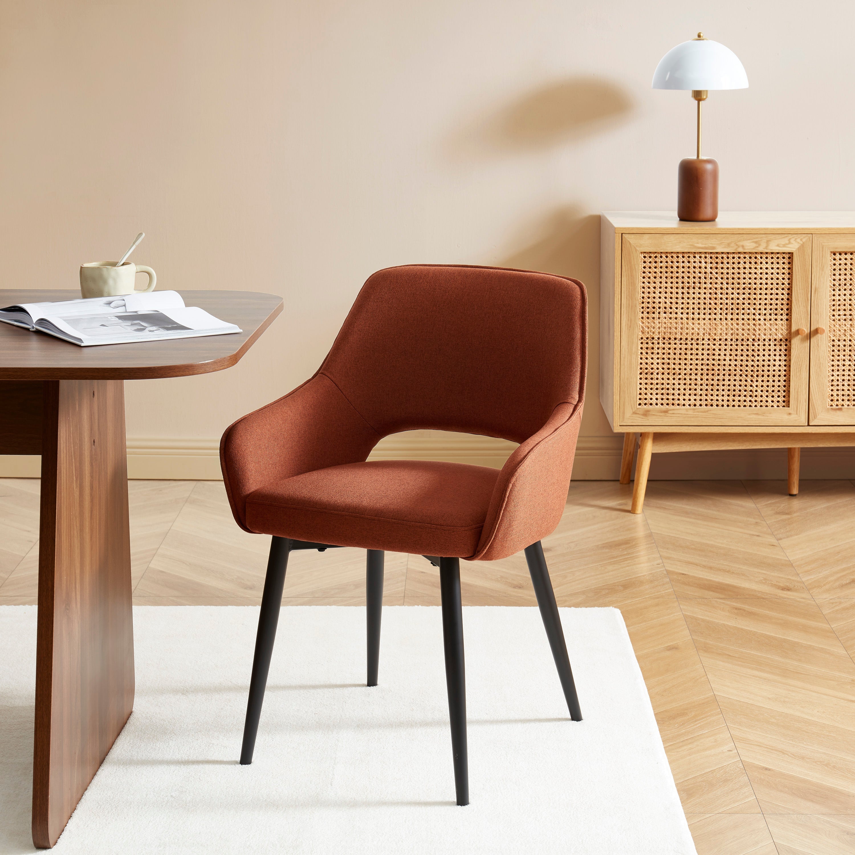 UNNI Set of 2 Upholstered Accent Armchairs – Terracotta