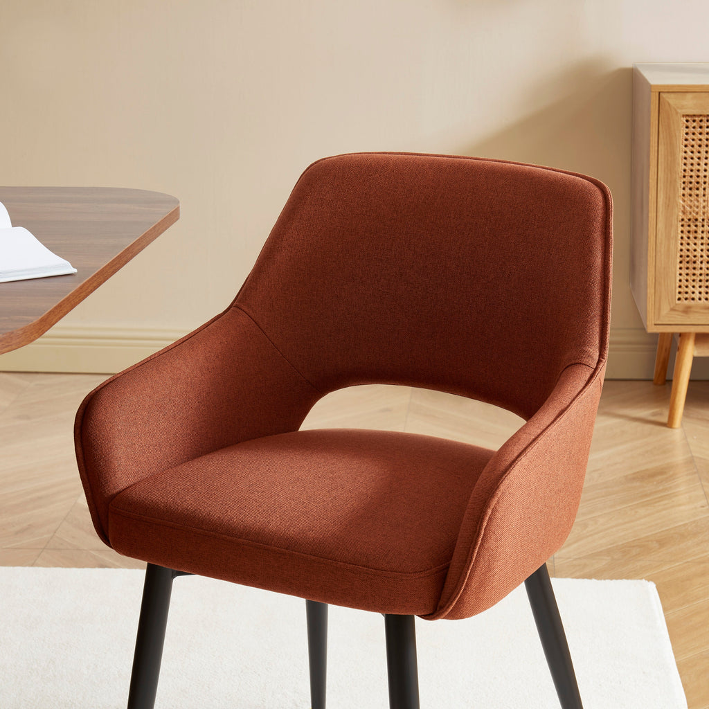 UNNI Set of 2 Upholstered Accent Armchairs – Terracotta