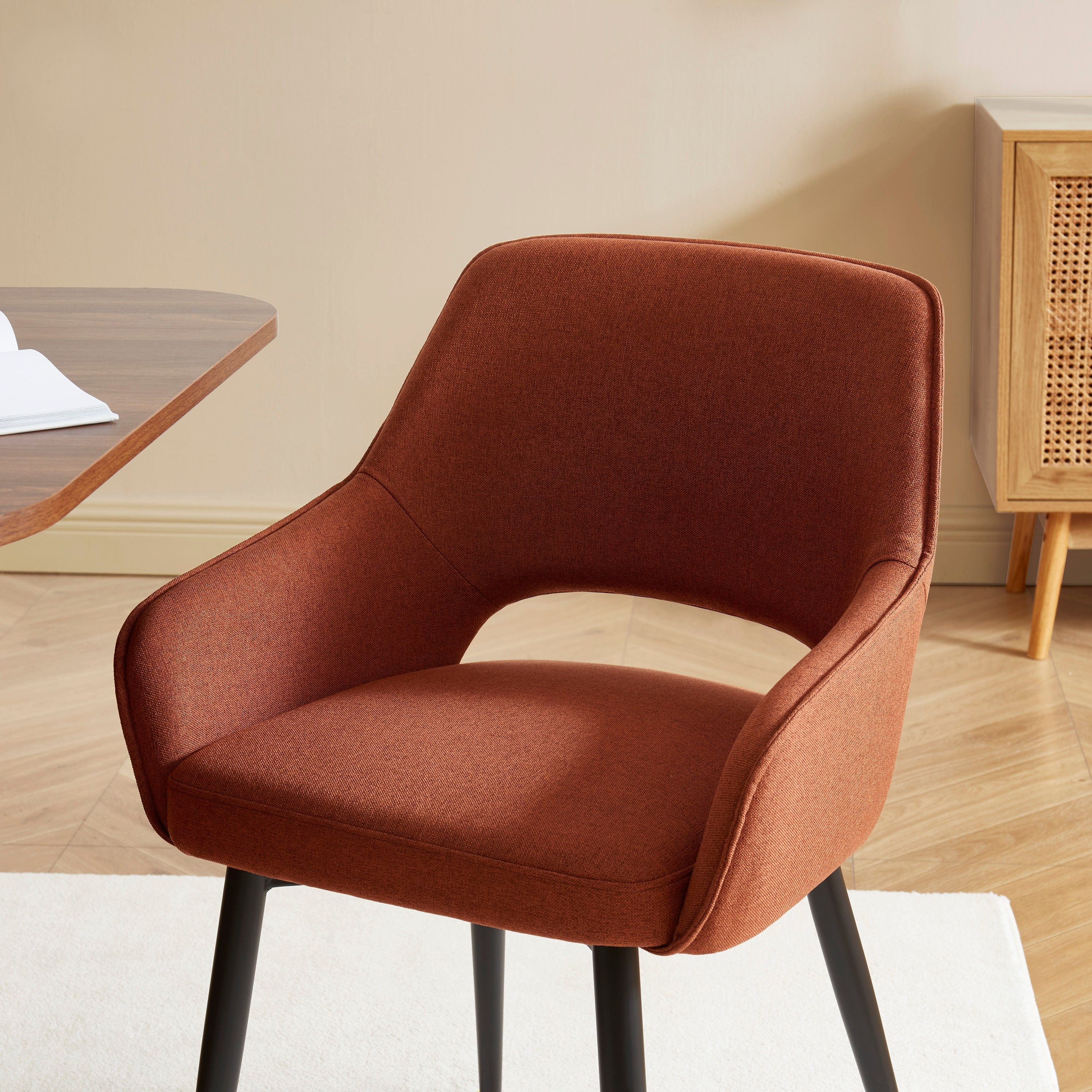 UNNI Set of 2 Upholstered Accent Armchairs – Terracotta