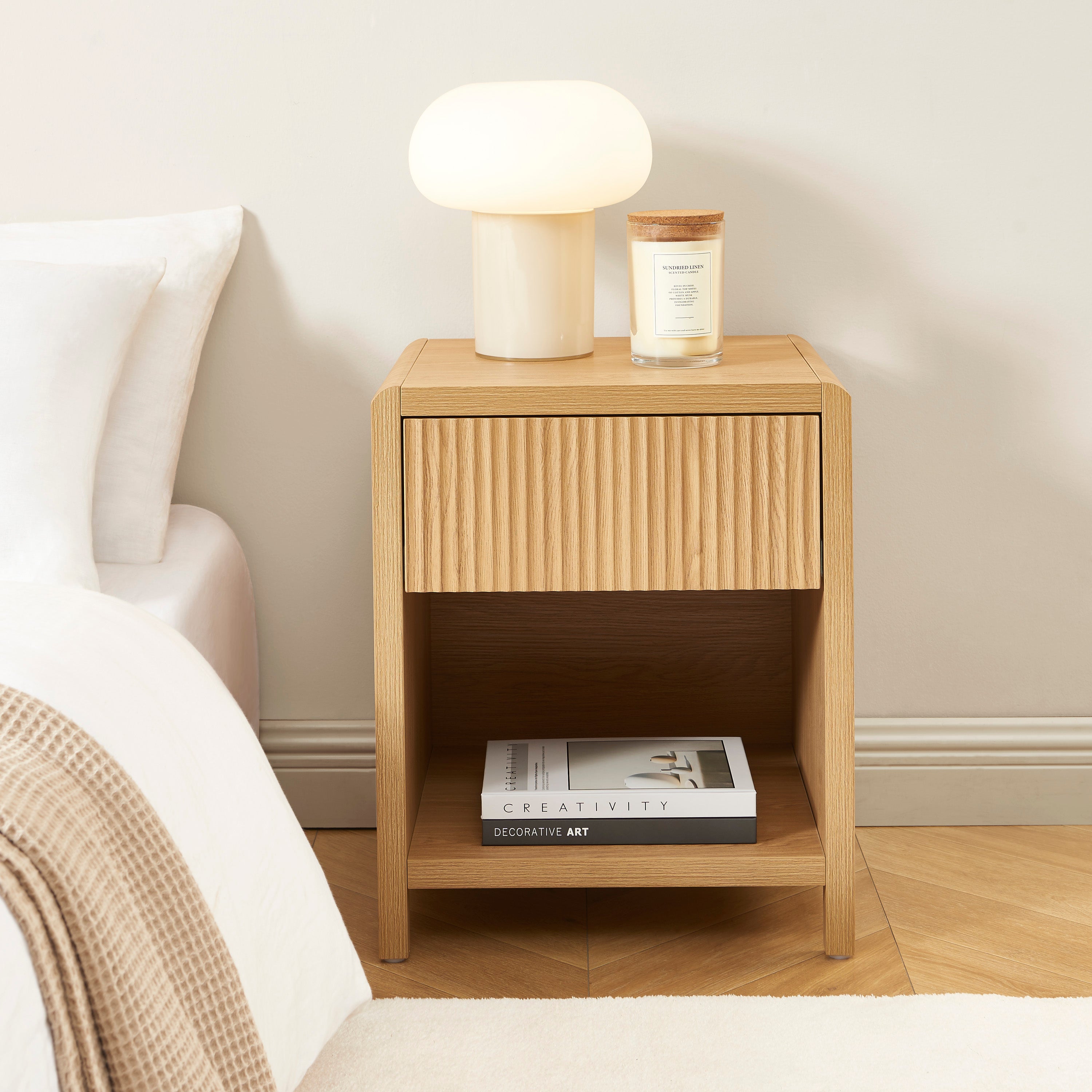 UTICA Nightstand - Light wood
