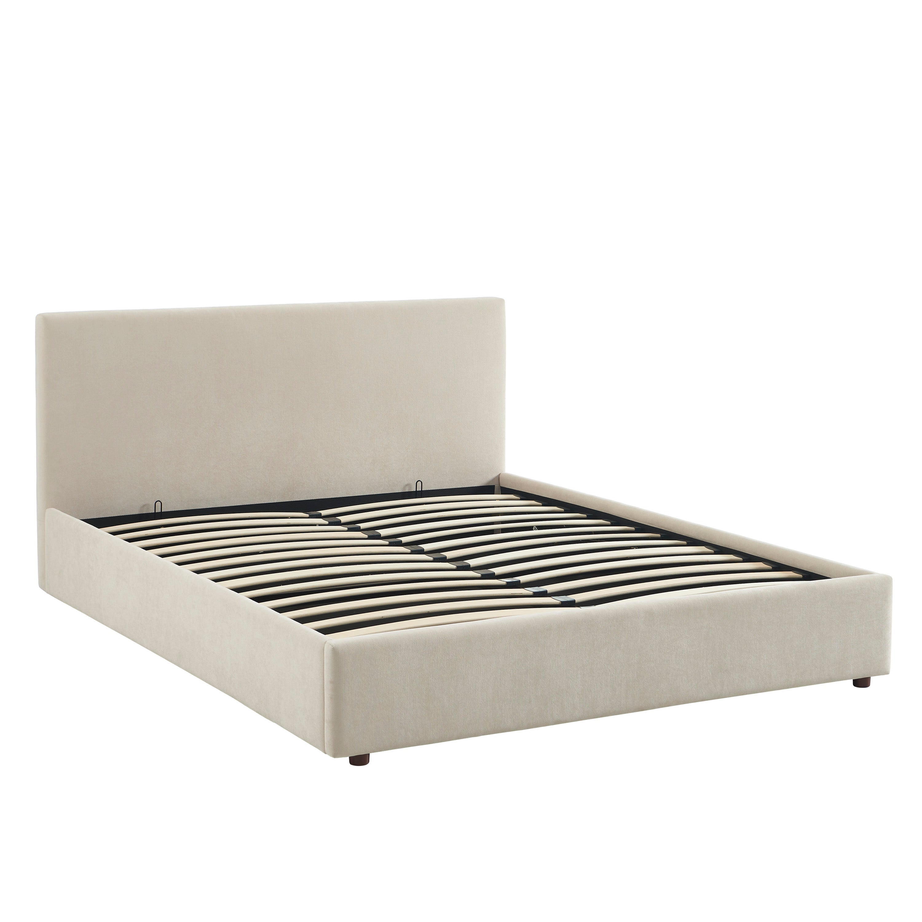 Storage Bed Vania 160x200 Fabric Beige With Slatted Base – Beige