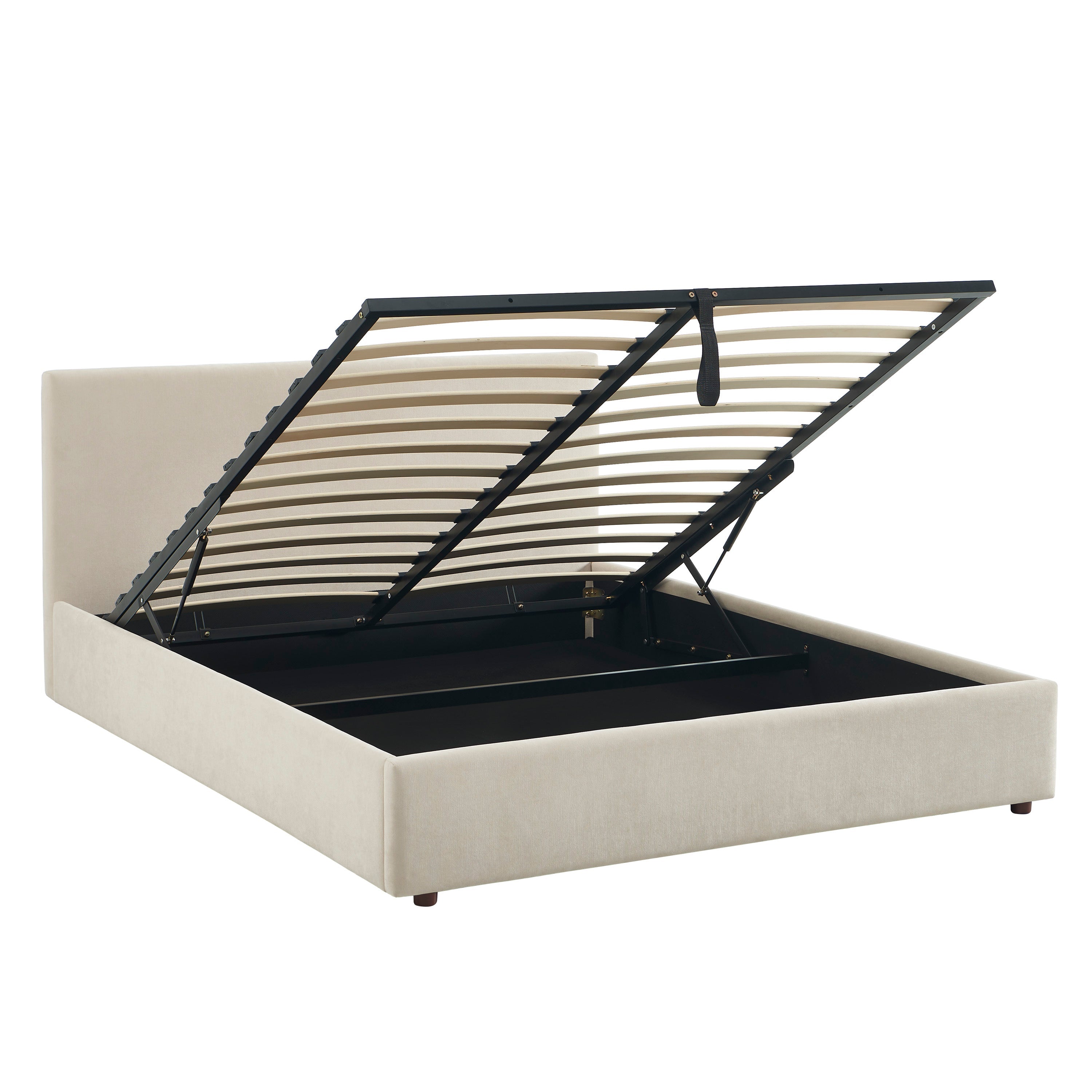 Storage Bed Vania 160x200 Fabric Beige With Slatted Base – Beige