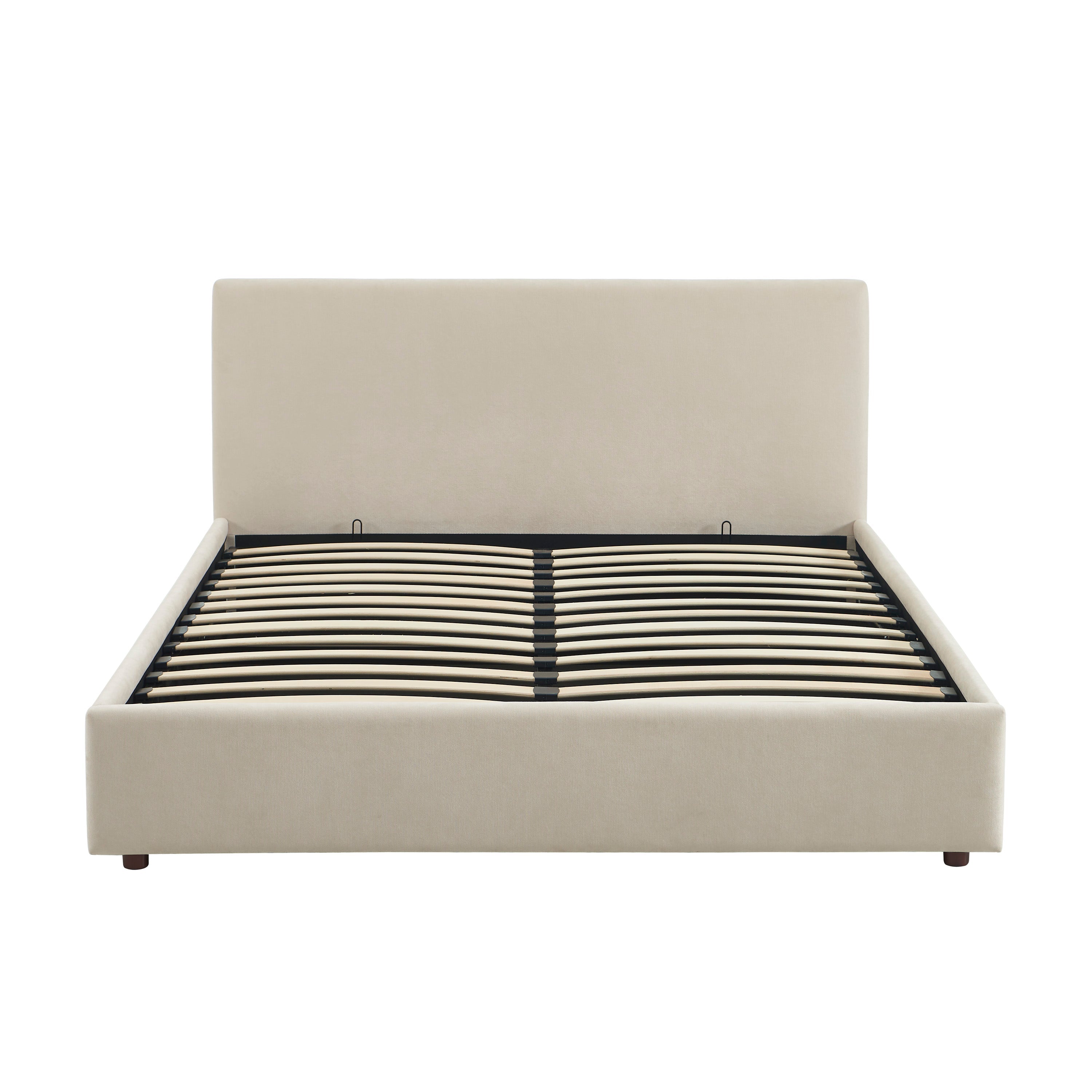 Storage Bed Vania 160x200 Fabric Beige With Slatted Base – Beige