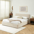 Storage Bed Vania 160x200 Fabric Beige With Slatted Base – Beige